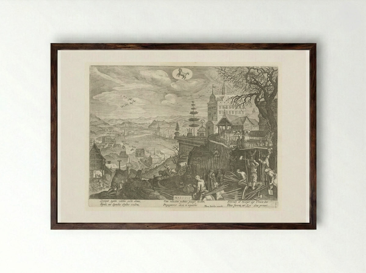 March (Martius) - Aegidius Sadeler II - Framed Print Dark Wood