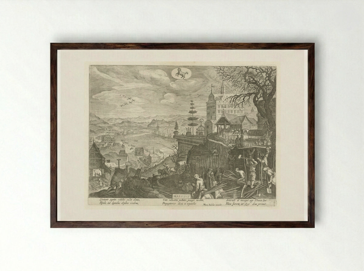 March (Martius) - Aegidius Sadeler II - Framed Print Dark Wood