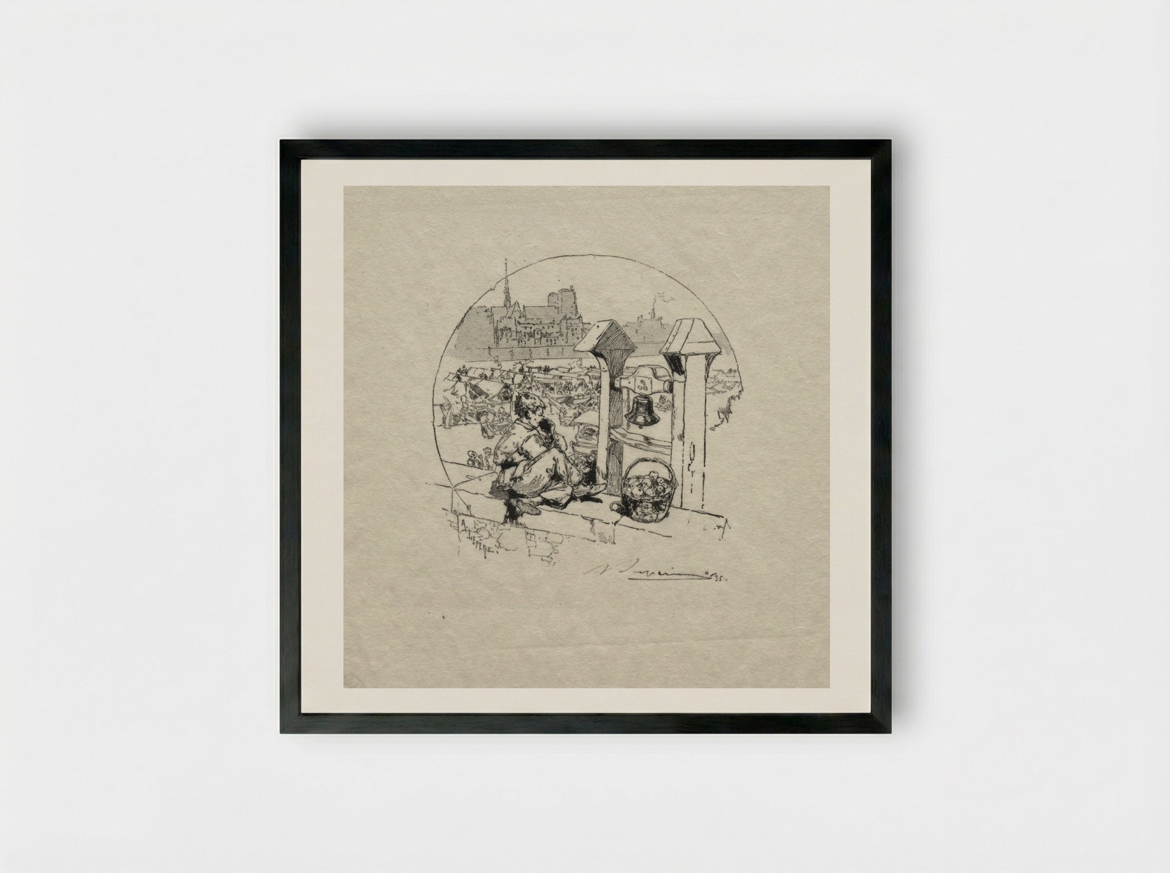 Marché aux Pommes, No. 2 - Auguste Louis Lepère - Framed Print Black