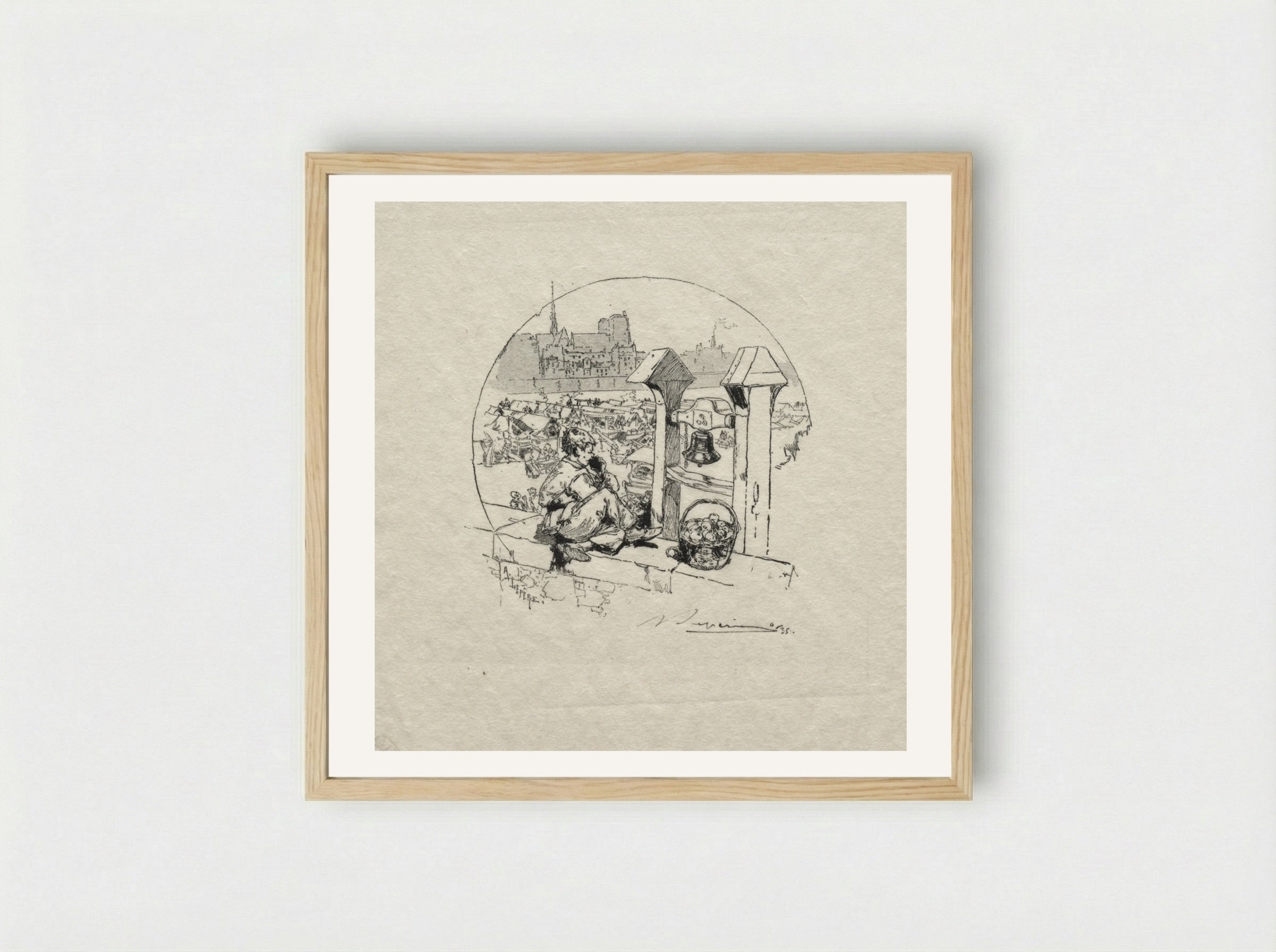 Marché aux Pommes, No. 2 - Auguste Louis Lepère - Framed Print Wood
