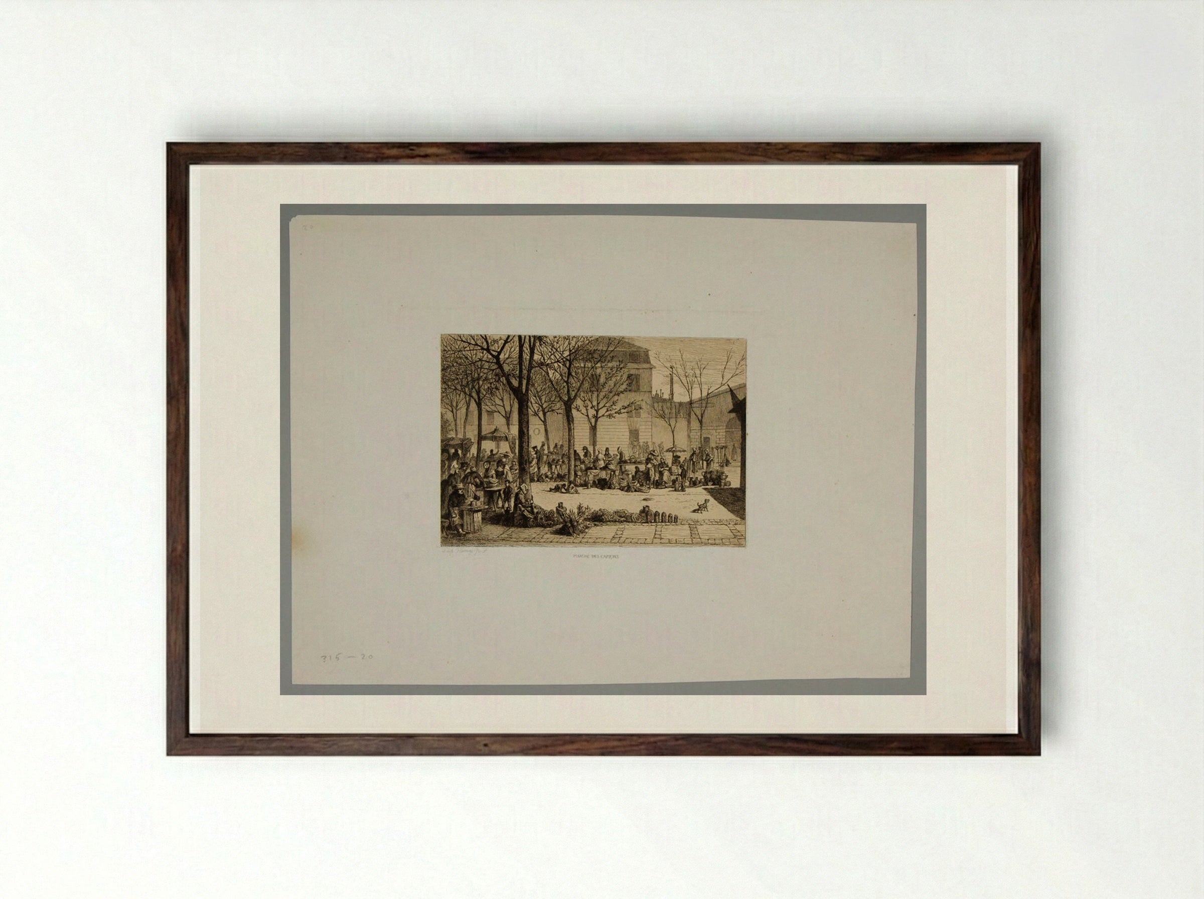 Marché des Capucins - Léopold Flameng - Framed Print Dark Wood
