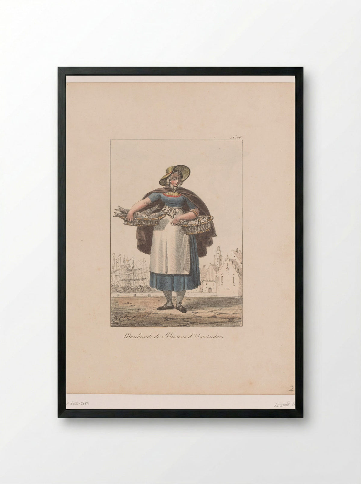 Marchande de Poissons d'Amsterdam - François Séraphin Delpech - Framed Print Black
