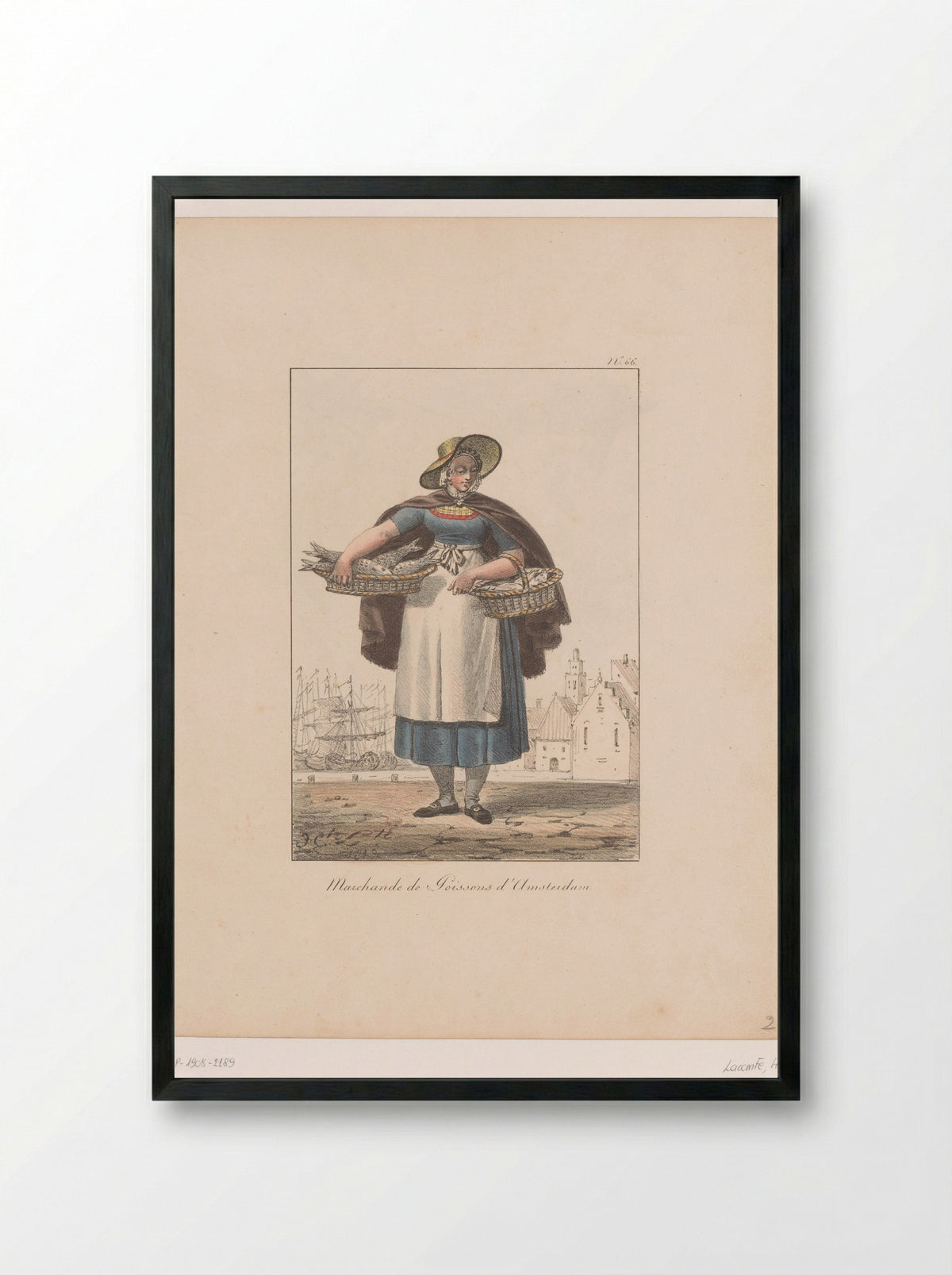 Marchande de Poissons d'Amsterdam - François Séraphin Delpech - Framed Print Black