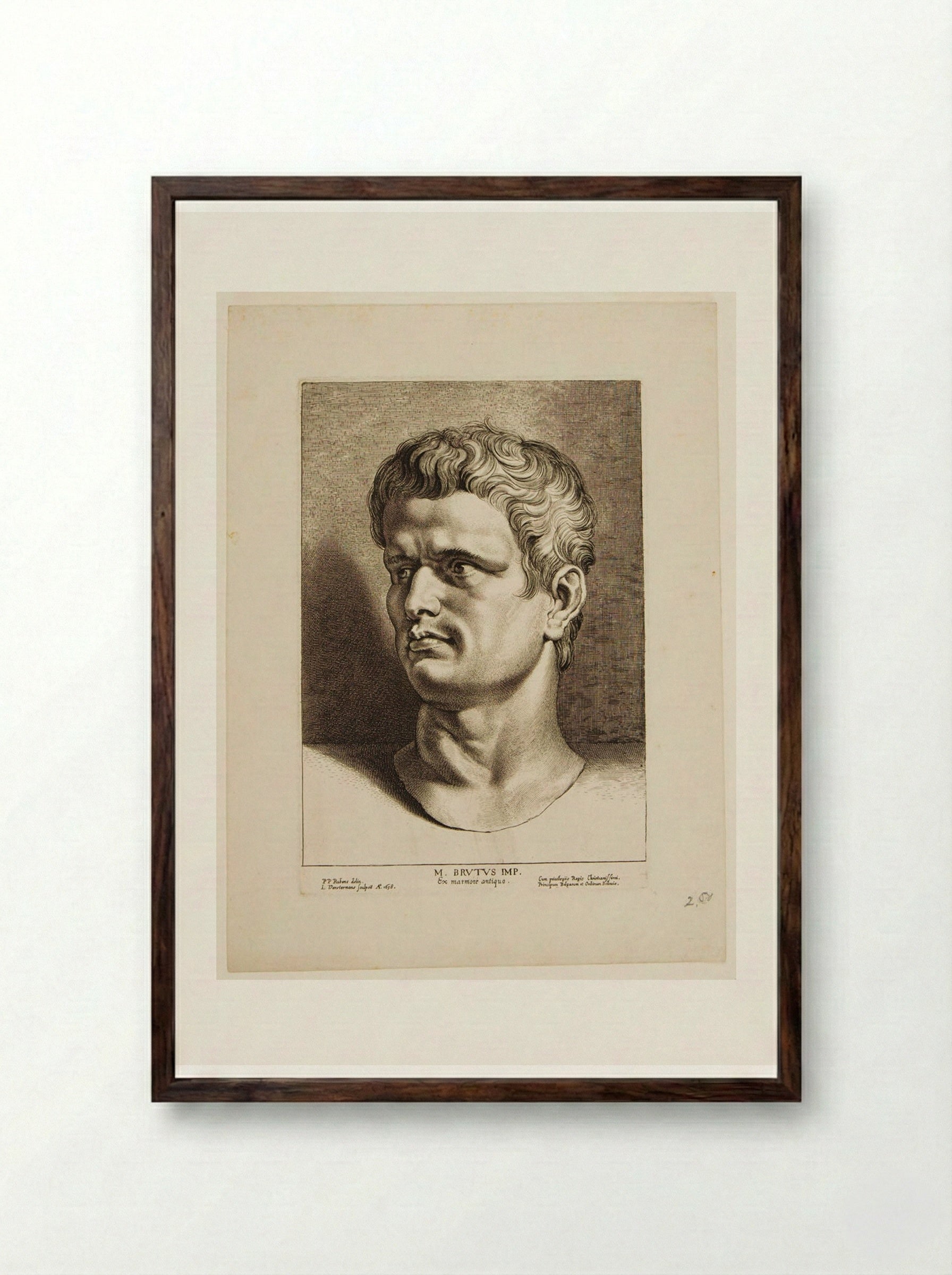 Marcus Junius Brutus - Lucas Vorsterman I - Framed Print Dark Wood