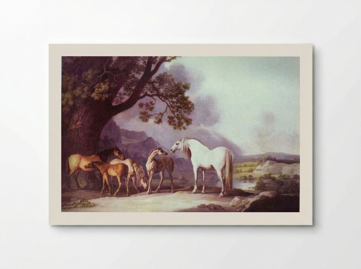Mares and Foals in a Mountainous Landscape - George Stubbs - Poster