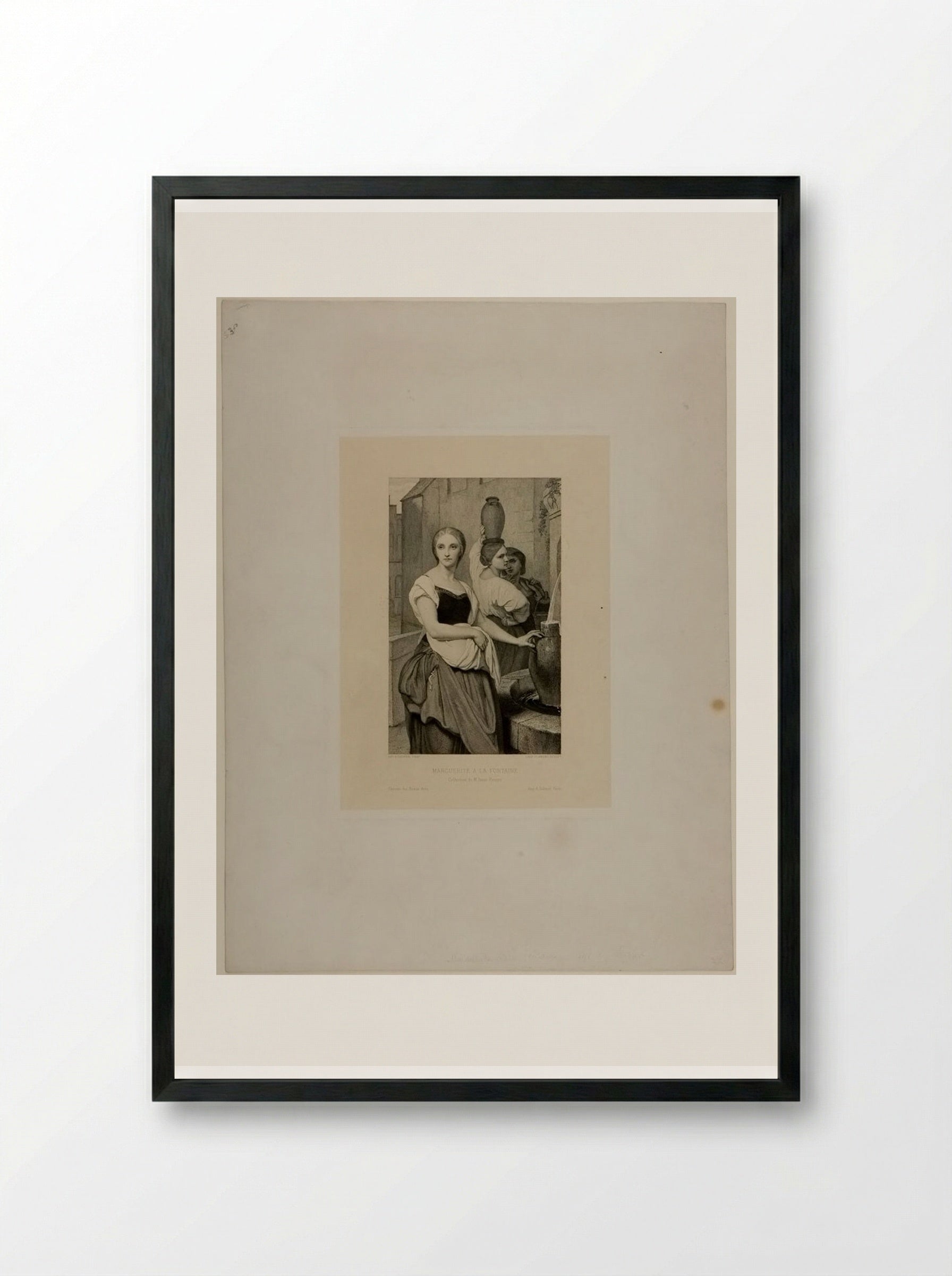 Margaret at the Fountain - Léopold Flameng - Framed Print Black