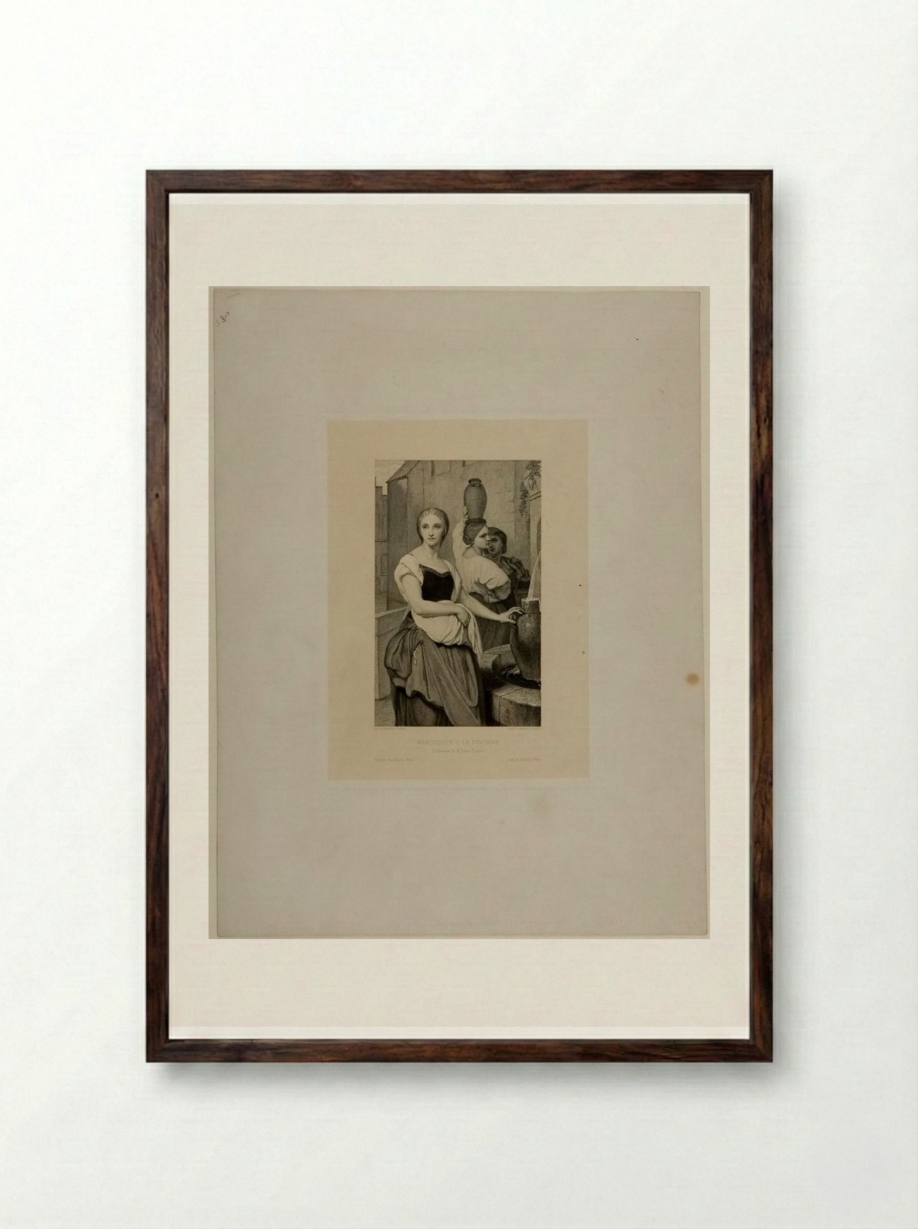 Margaret at the Fountain - Léopold Flameng - Framed Print Dark Wood