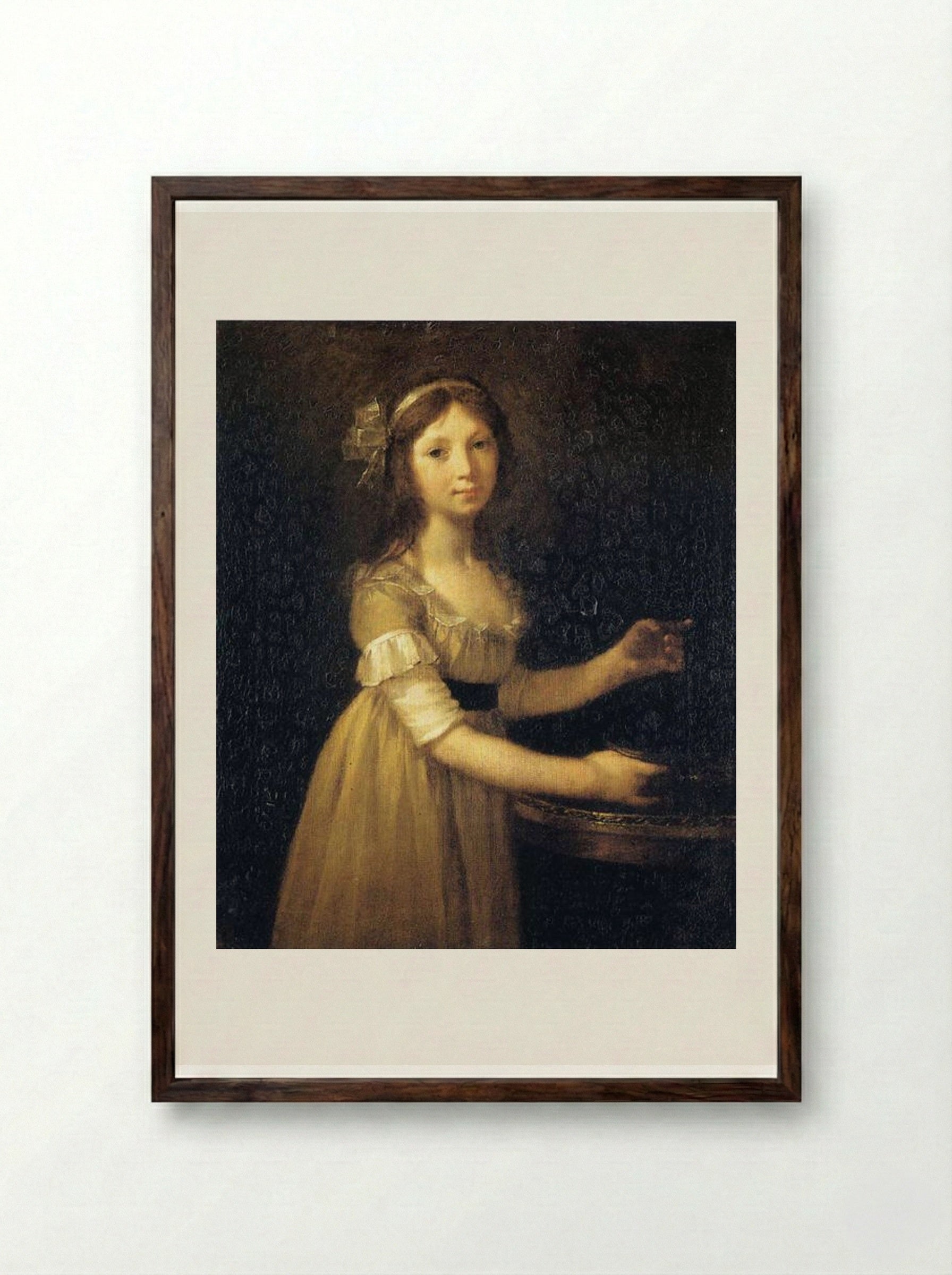 Marguerite-Marie Lagnier, ten years old - Pierre-Paul Prud'hon - Framed Print Dark Wood