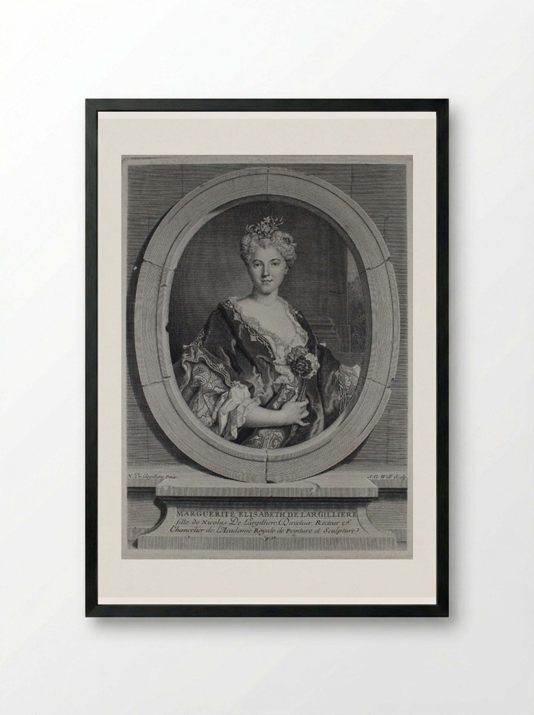 Marguerite Élisabeth de Largillière - Johann Georg Wille - Framed Print Black