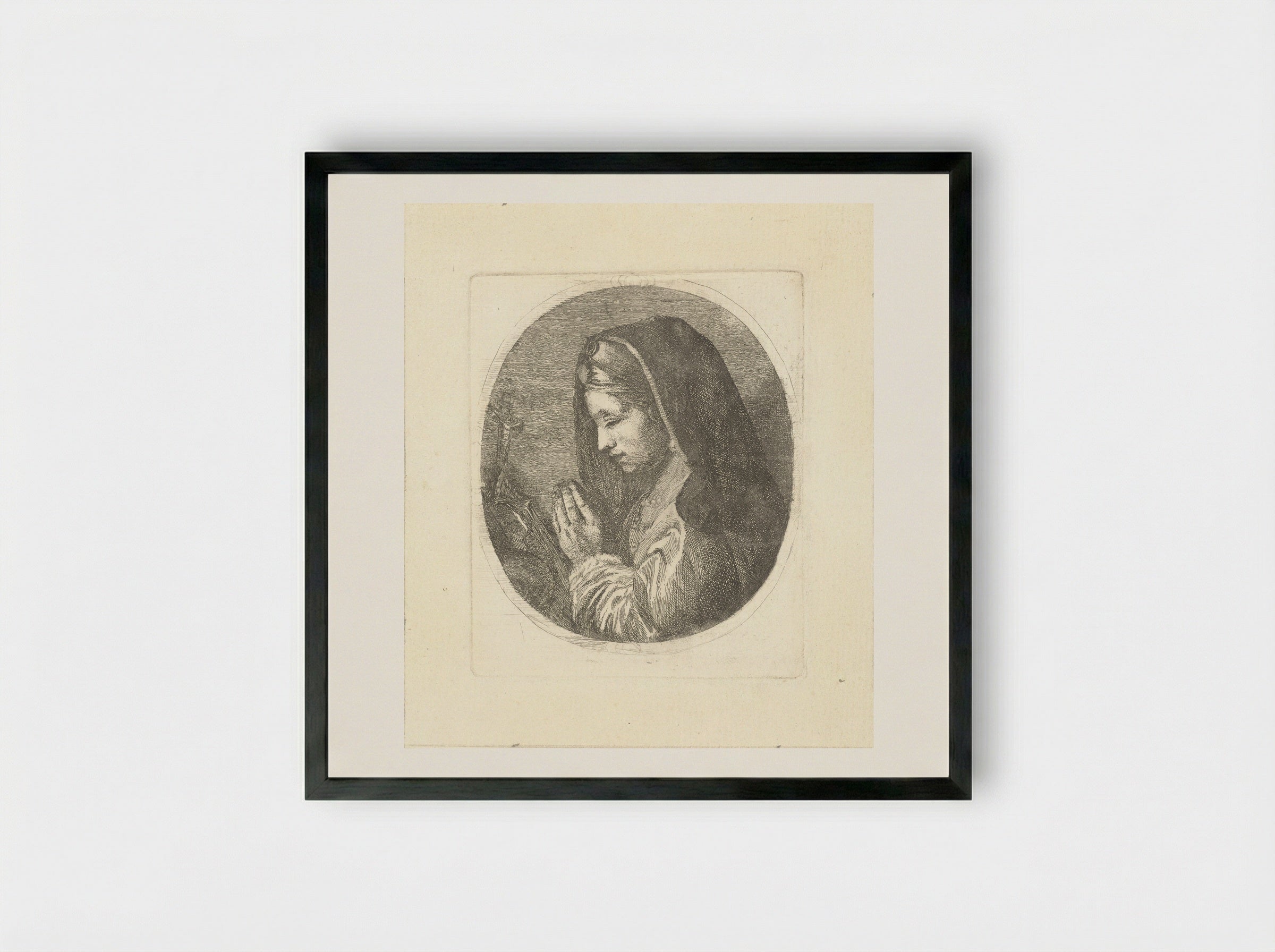 Maria Magdalena in gebed - Louis Bernard Coclers - Framed Print Black