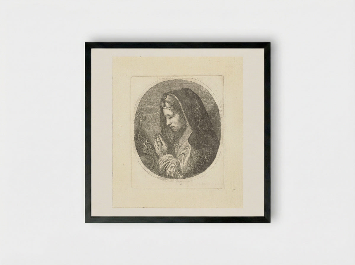 Maria Magdalena in gebed - Louis Bernard Coclers - Framed Print Black