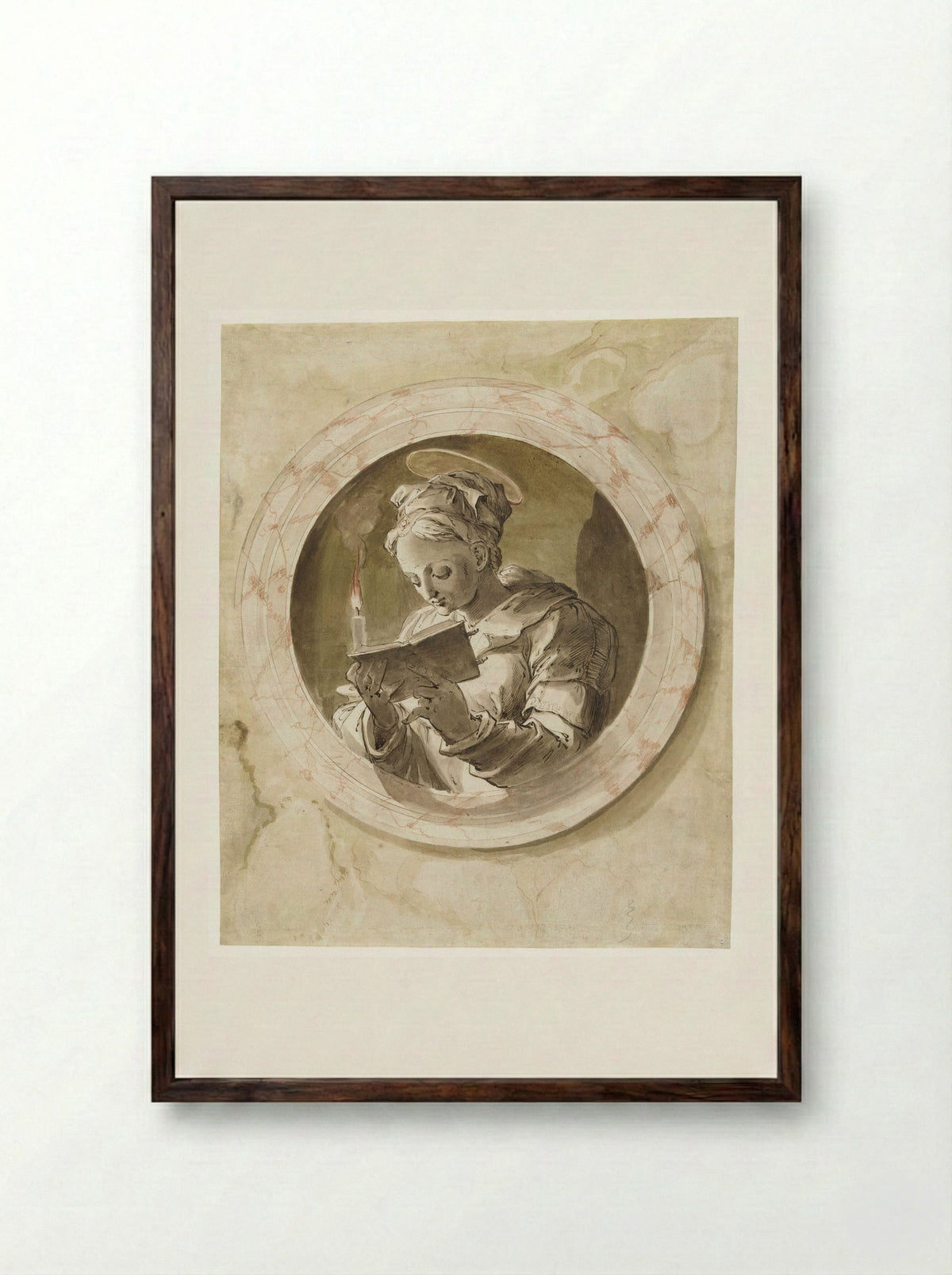 Maria Magdalena of de heilige Agatha - Joos van Winghe - Framed Print Dark Wood