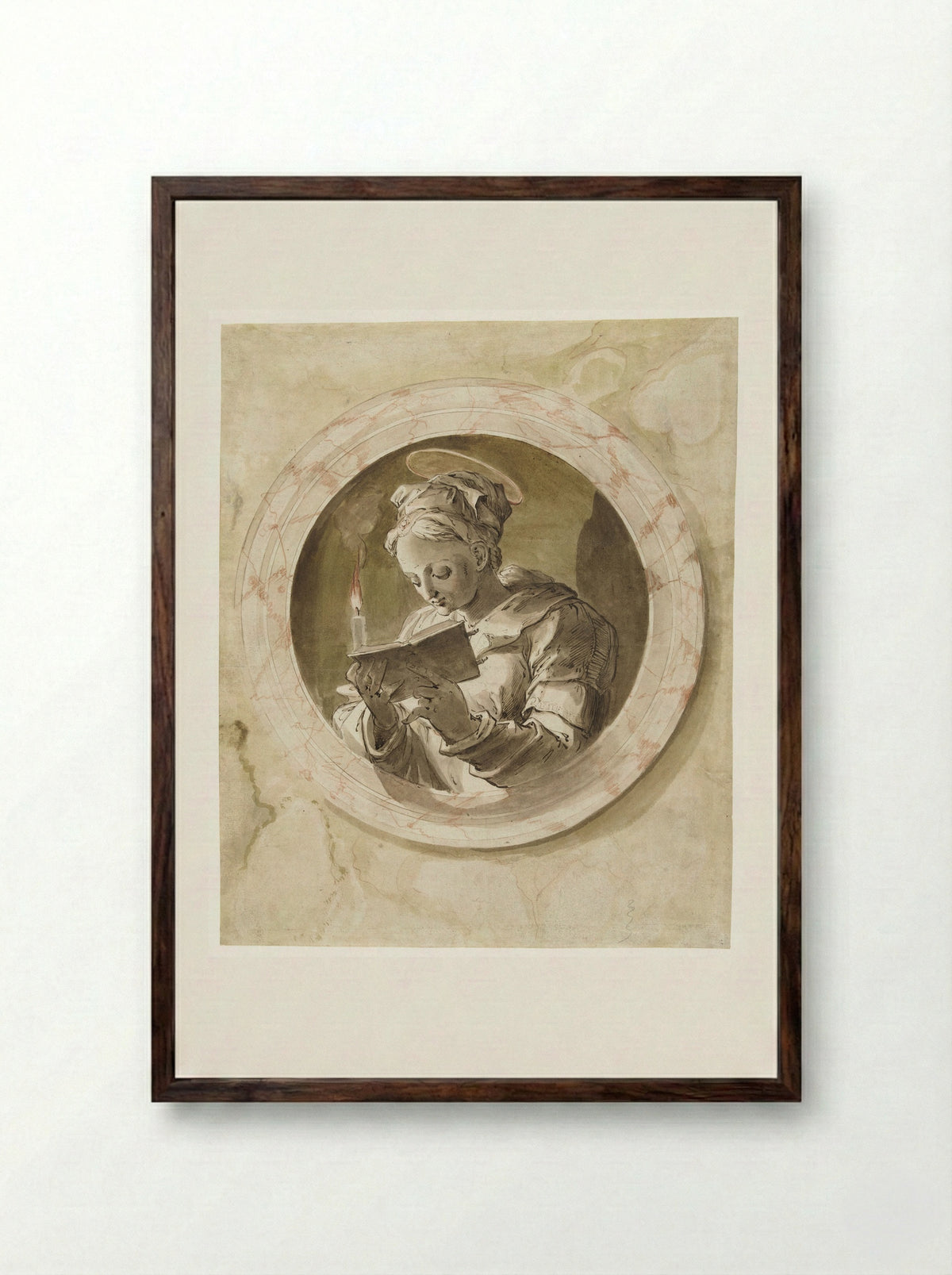 Maria Magdalena of de heilige Agatha - Joos van Winghe - Framed Print Dark Wood