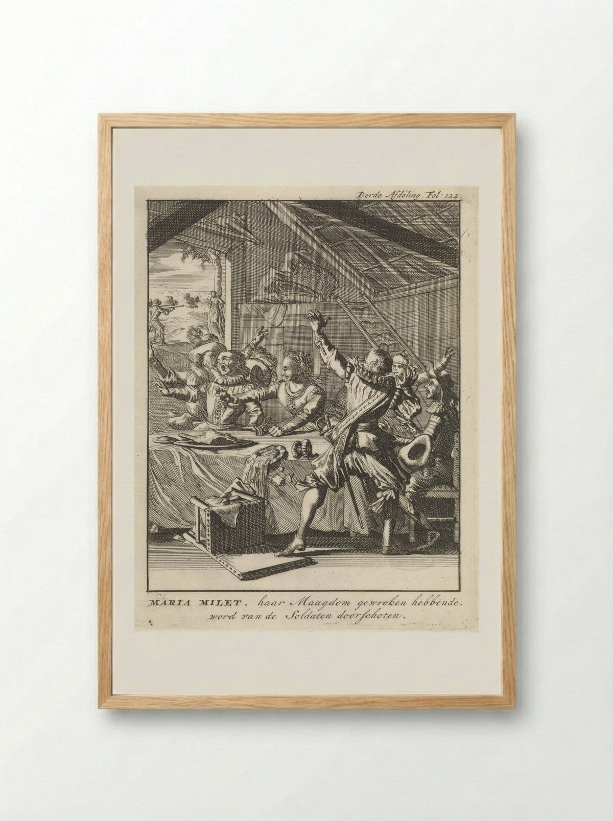 Maria Milet takes revenge on the soldiers, 1579 - Jan Claesz ten Hoorn - Framed Print Wood