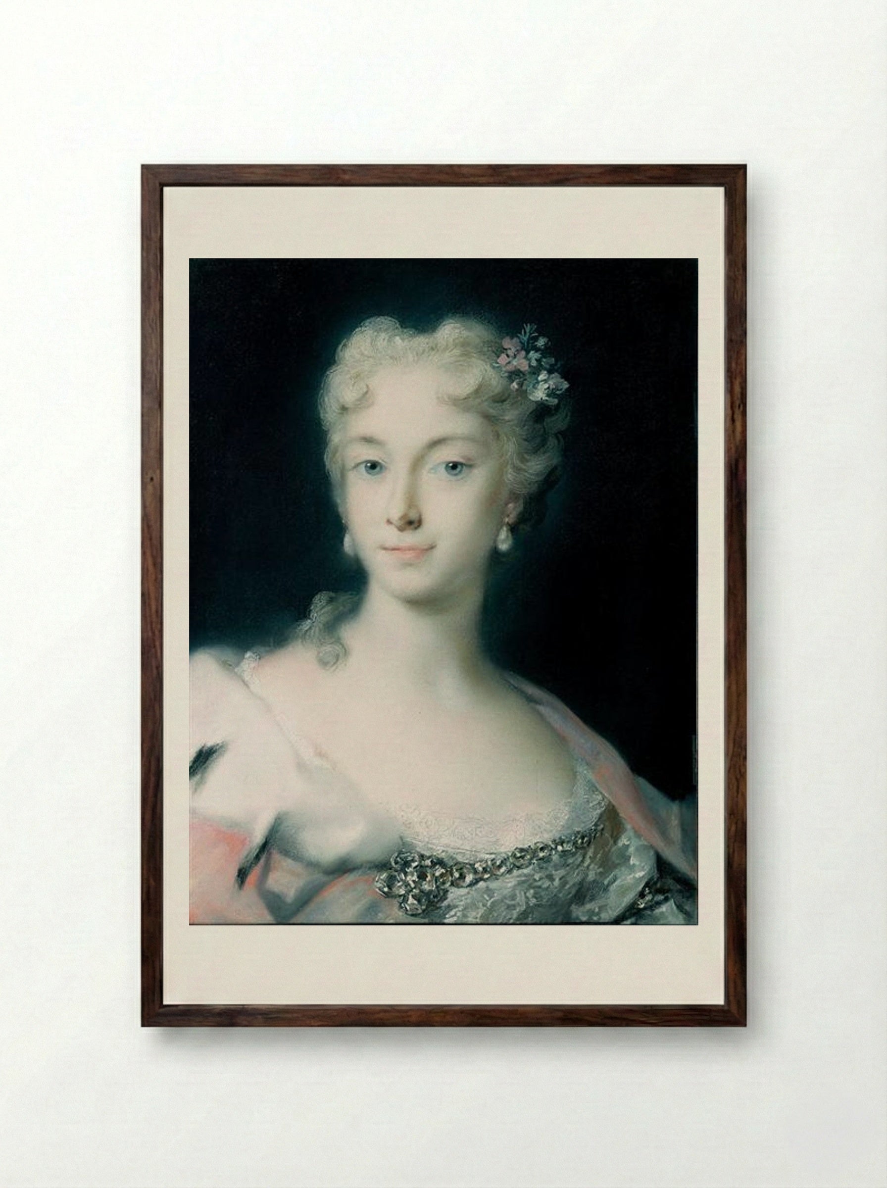Maria Theresa, Archduchess of Habsburg - Rosalba Carriera - Framed Print Dark Wood