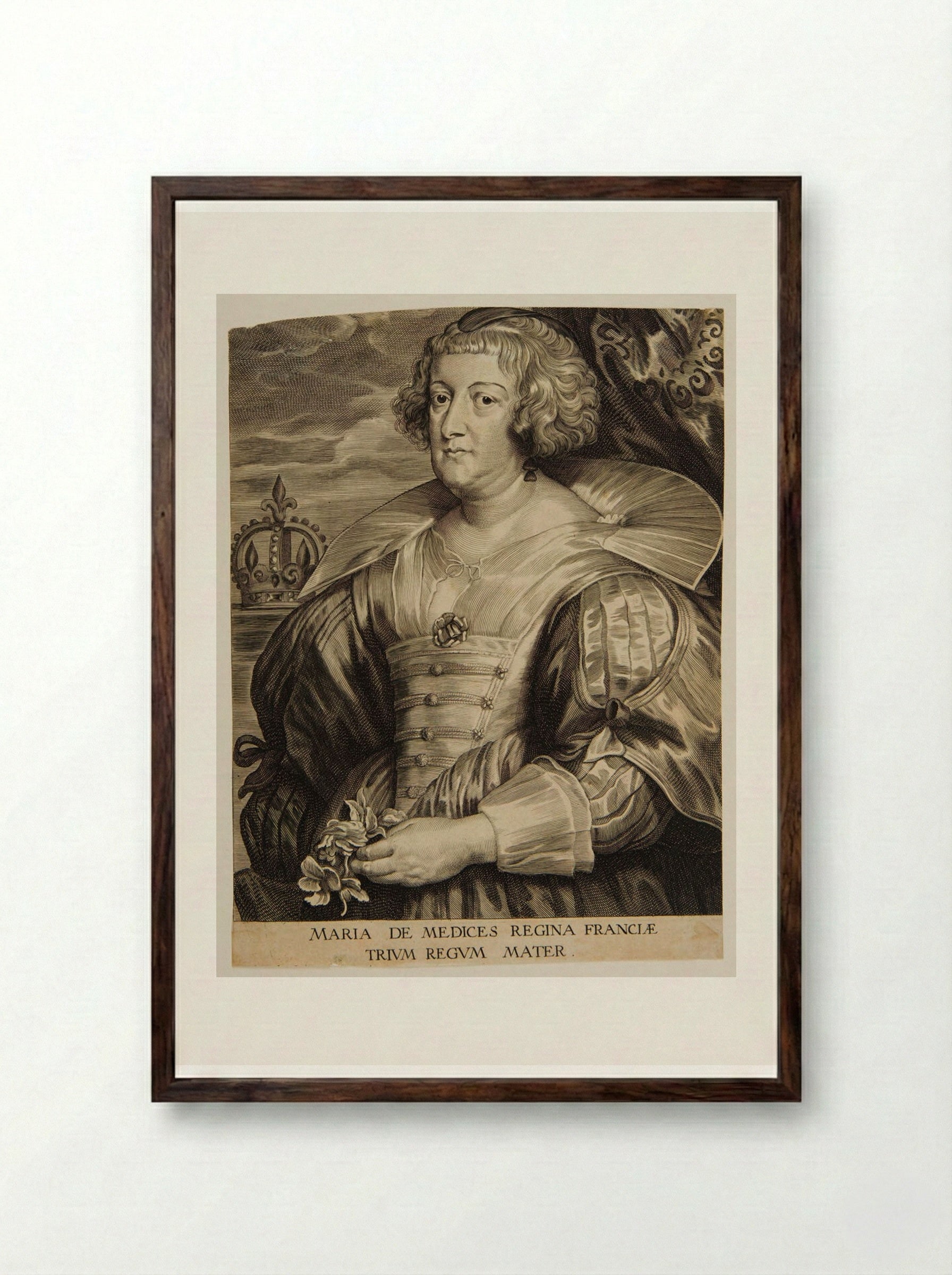Maria de Medici, Queen of France - Paulus Pontius - Framed Print Dark Wood