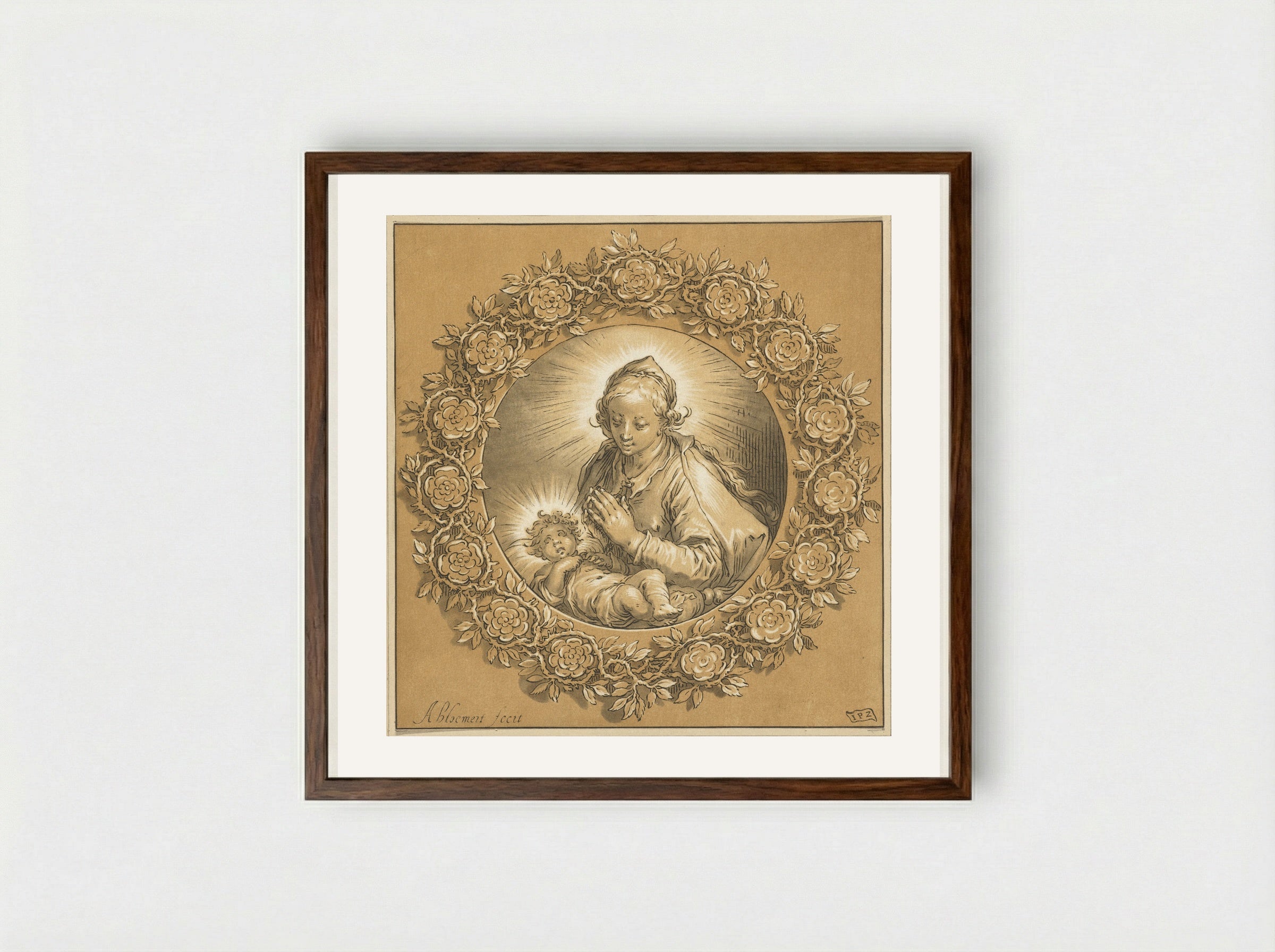 Maria met Christuskind - Cornelis Ploos van Amstel - Framed Print Dark Wood