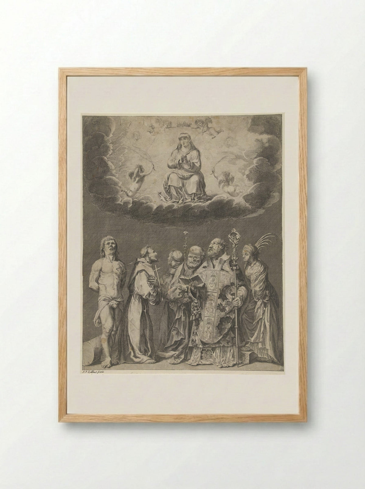 Maria met heiligen - Pieter Nolpe - Framed Print Wood