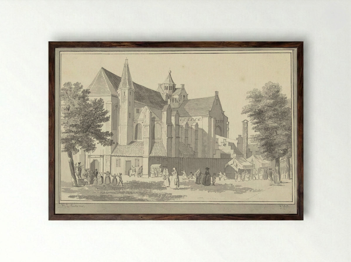 Mariakerk te Utrecht - D.J. Bierens - Framed Print Dark Wood