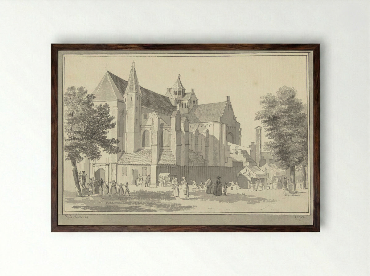 Mariakerk te Utrecht - D.J. Bierens - Framed Print Dark Wood