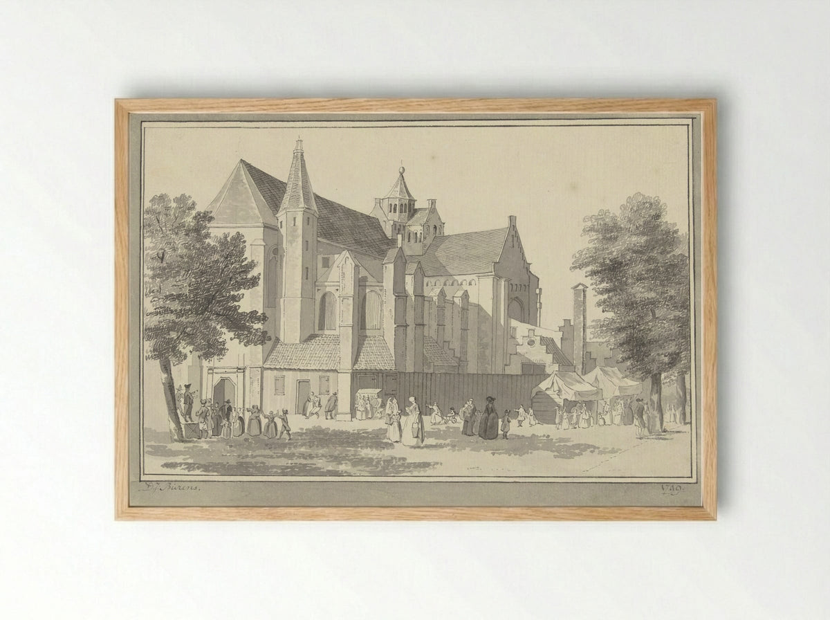 Mariakerk te Utrecht - D.J. Bierens - Framed Print Wood