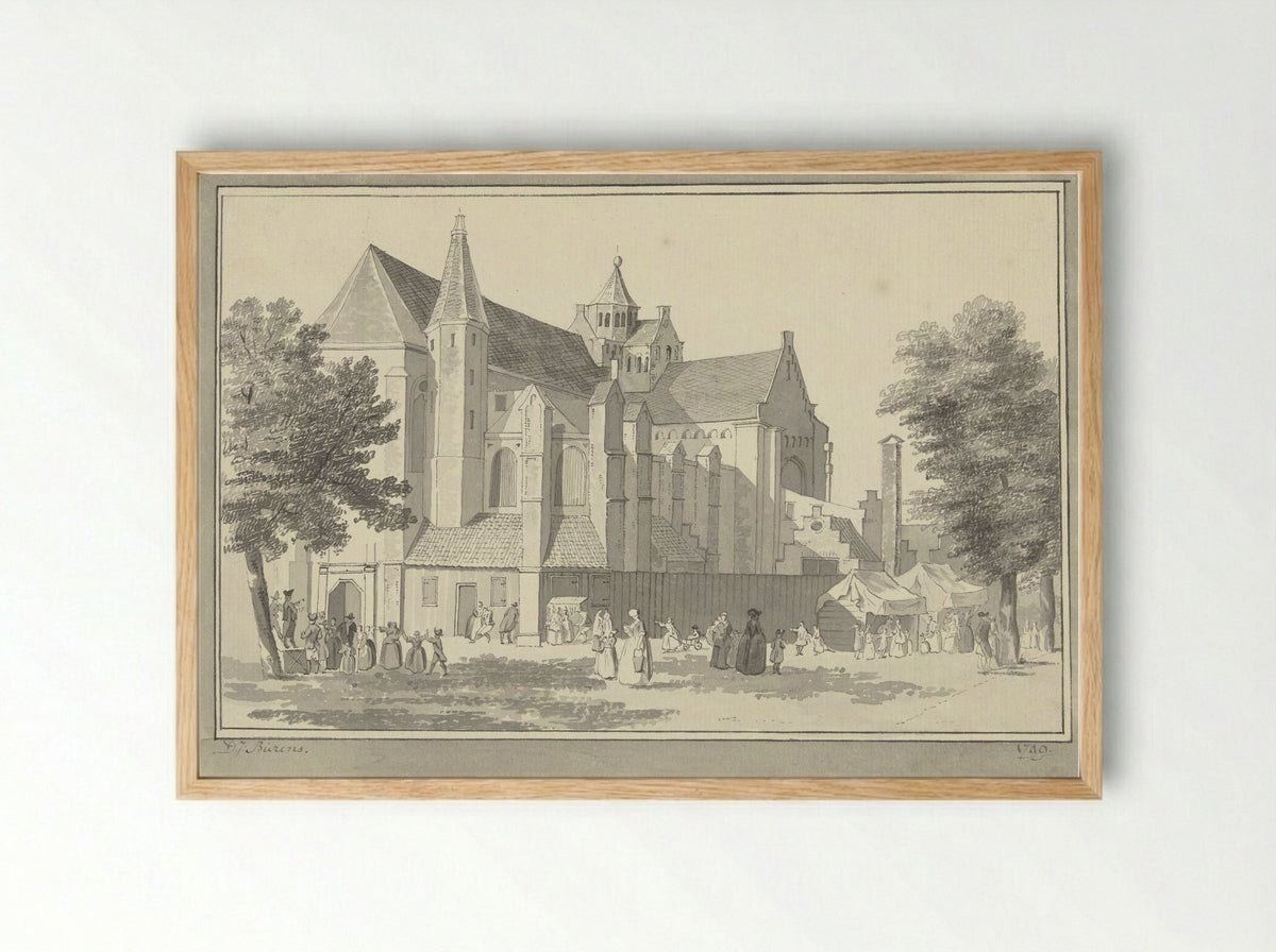 Mariakerk te Utrecht - D.J. Bierens - Framed Print Wood
