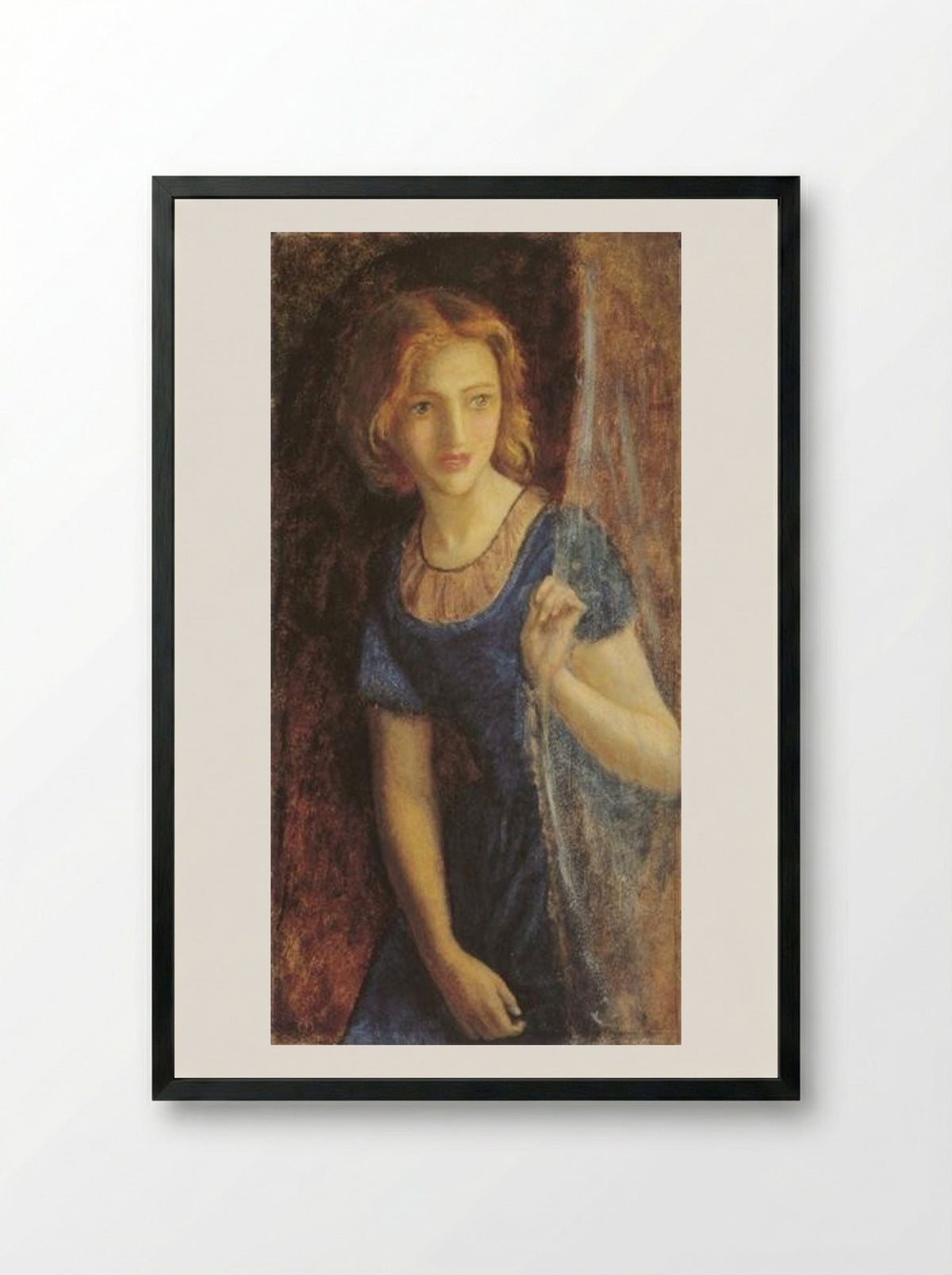 Mariana at the Window - Arthur Hughes - Framed Print Black