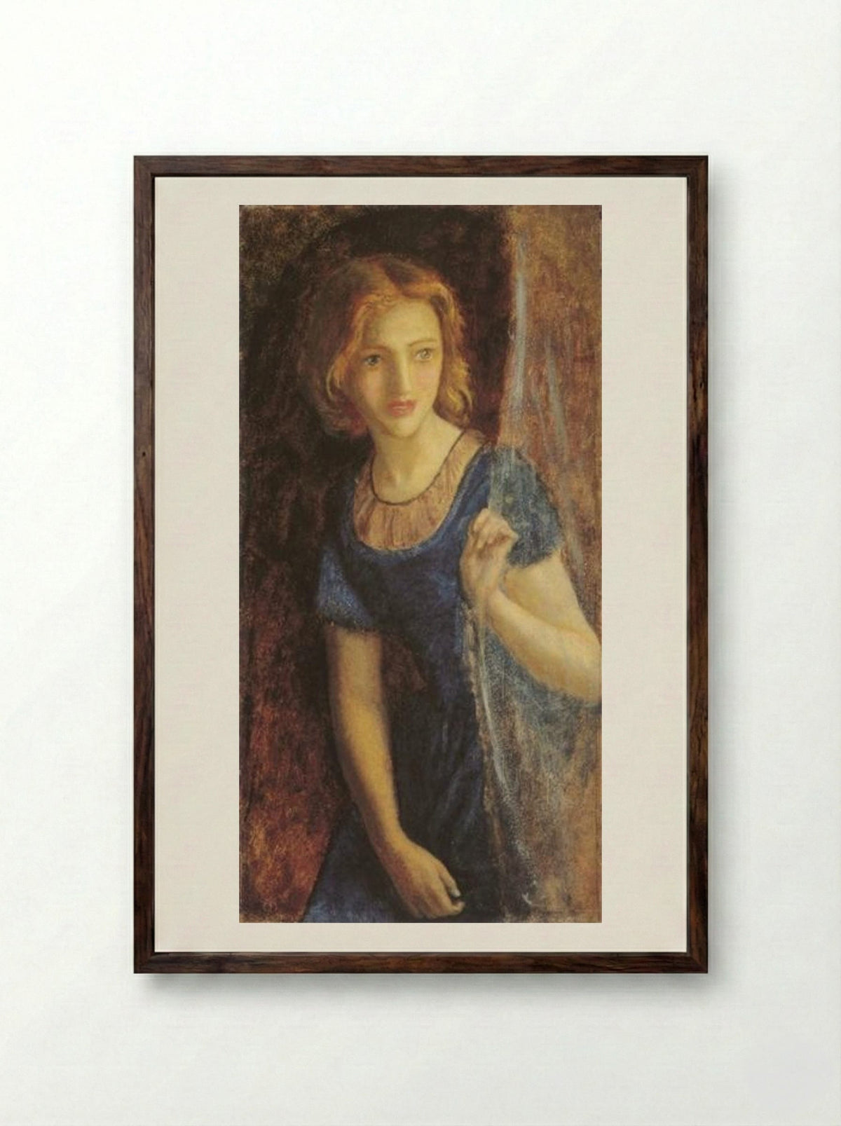 Mariana at the Window - Arthur Hughes - Framed Print Dark Wood