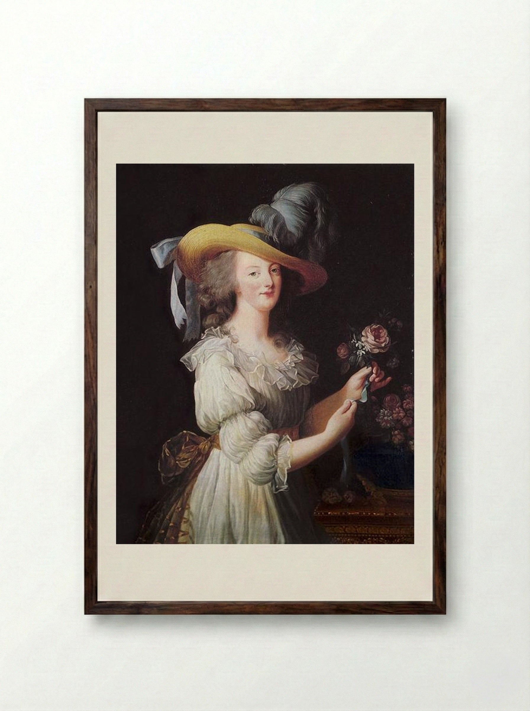 Marie Antoinette in a Muslin Dress - Louise Elisabeth Vigée Le Brun - Framed Print Dark Wood