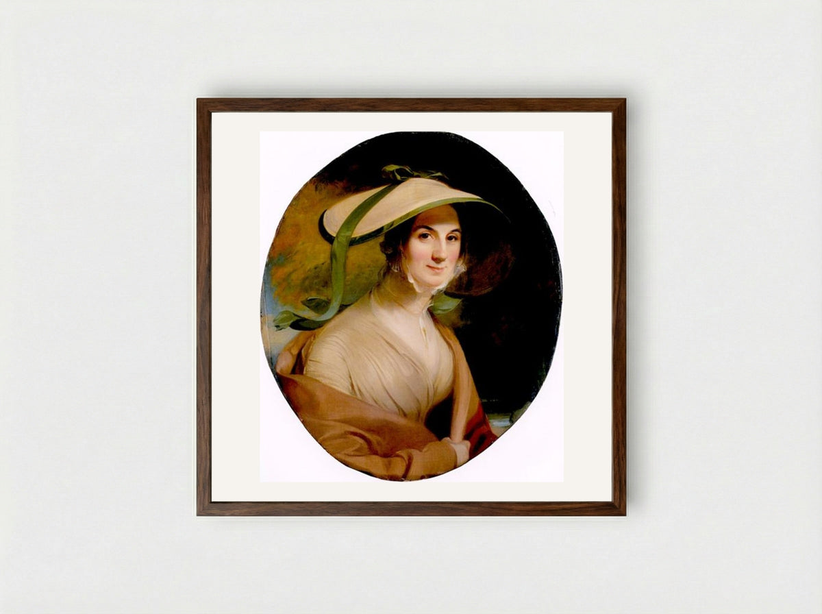 Marie Oldmixon, Mrs. George Lingen - Thomas Sully - Framed Print Dark Wood