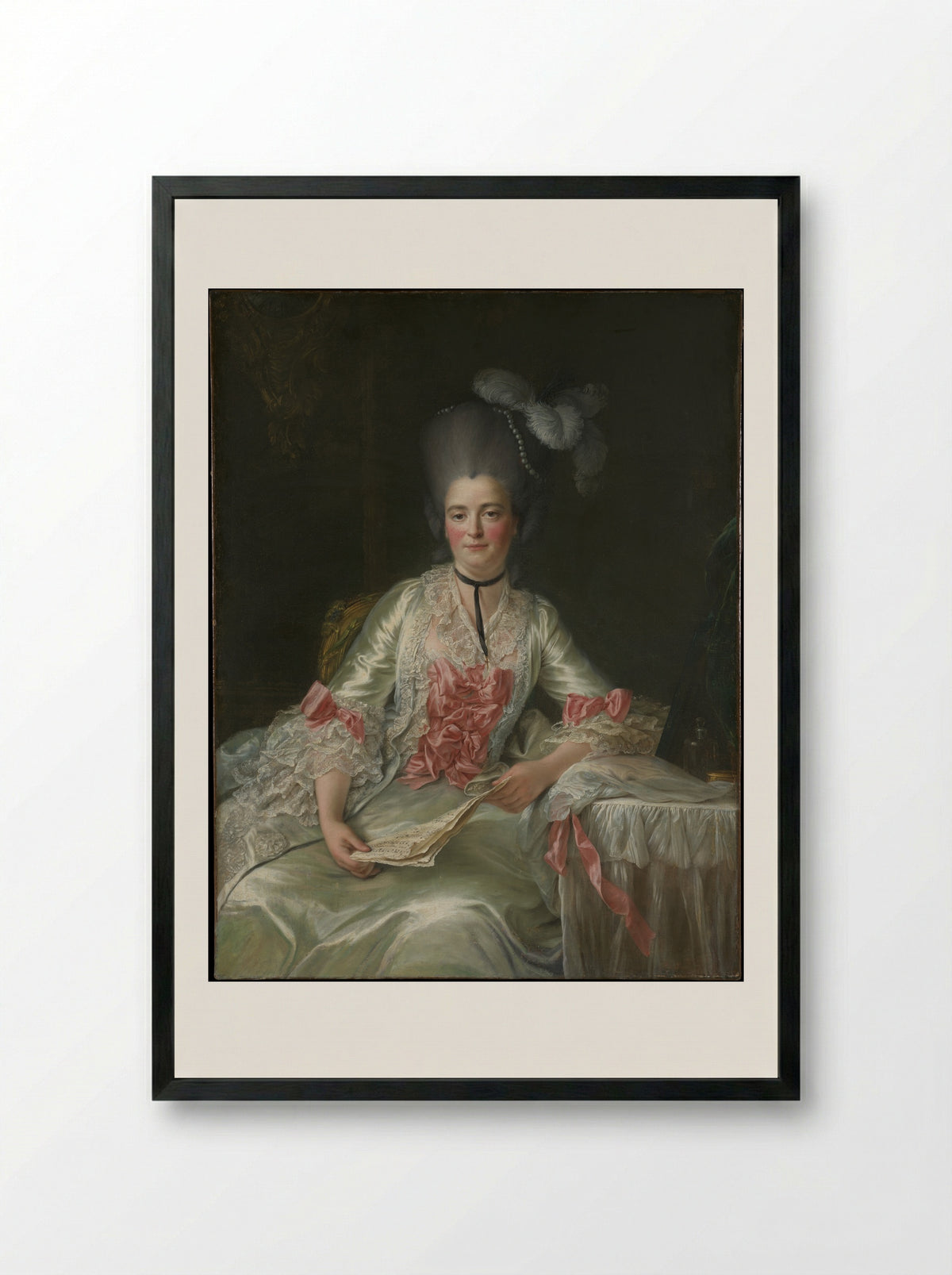 Marie Rinteau, called Mademoiselle de Verrières - François Hubert Drouais - Framed Print Black
