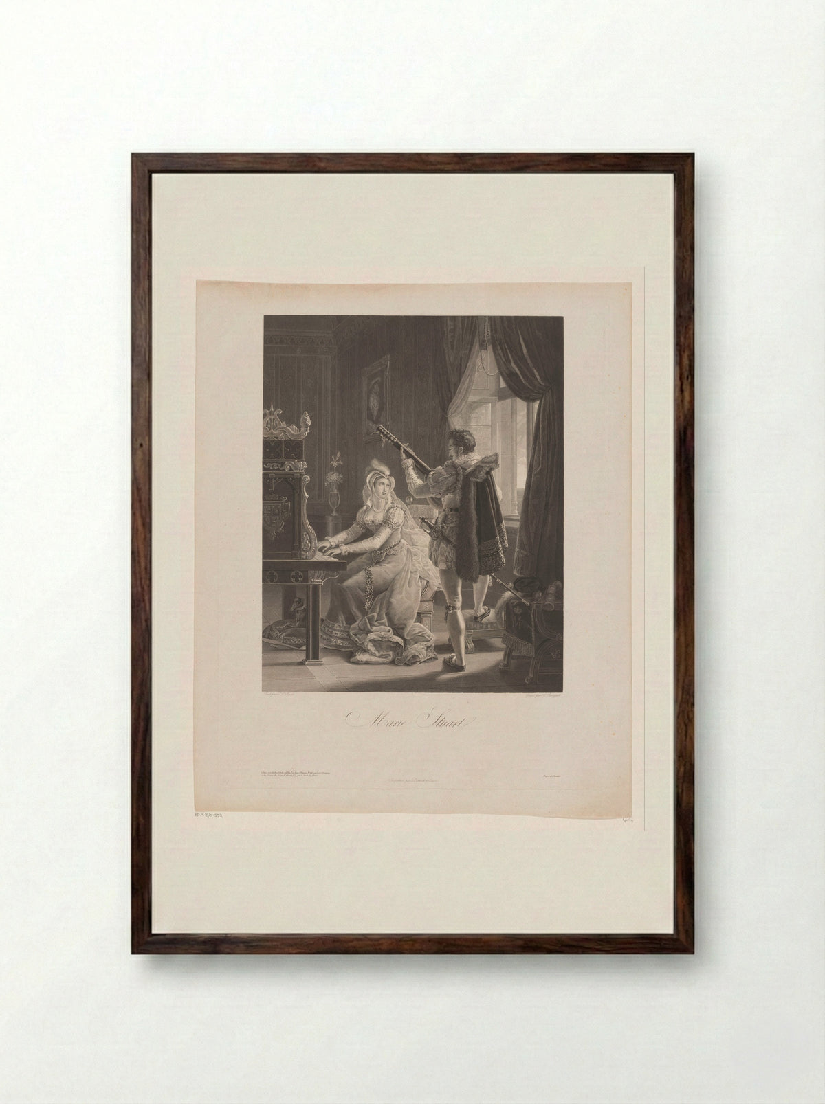 Marie Stuart - Jean Louis Charles Pauquet - Framed Print Dark Wood