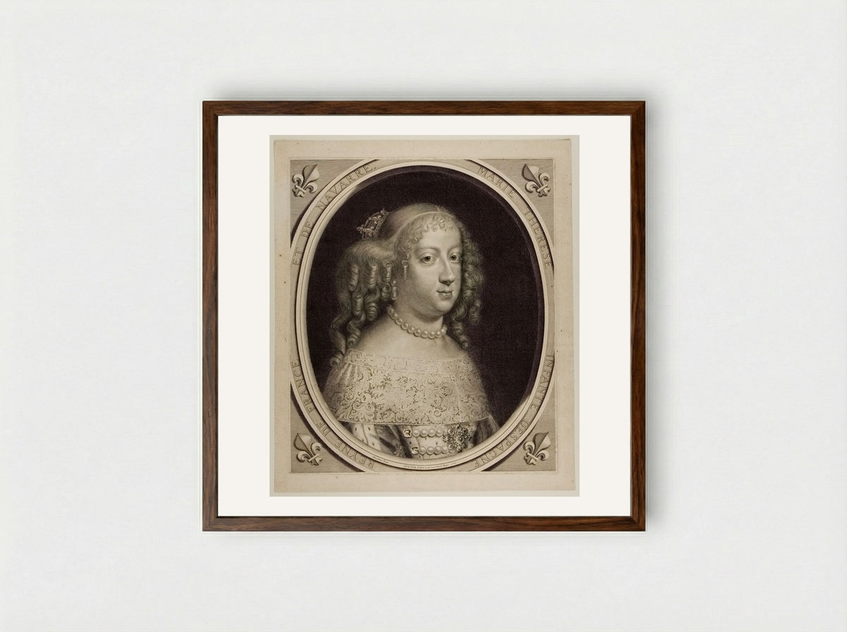 Marie Thérèse, Princess of Spain, Queen of France and of Navarre - Nicolas de Poilly - Framed Print Dark Wood