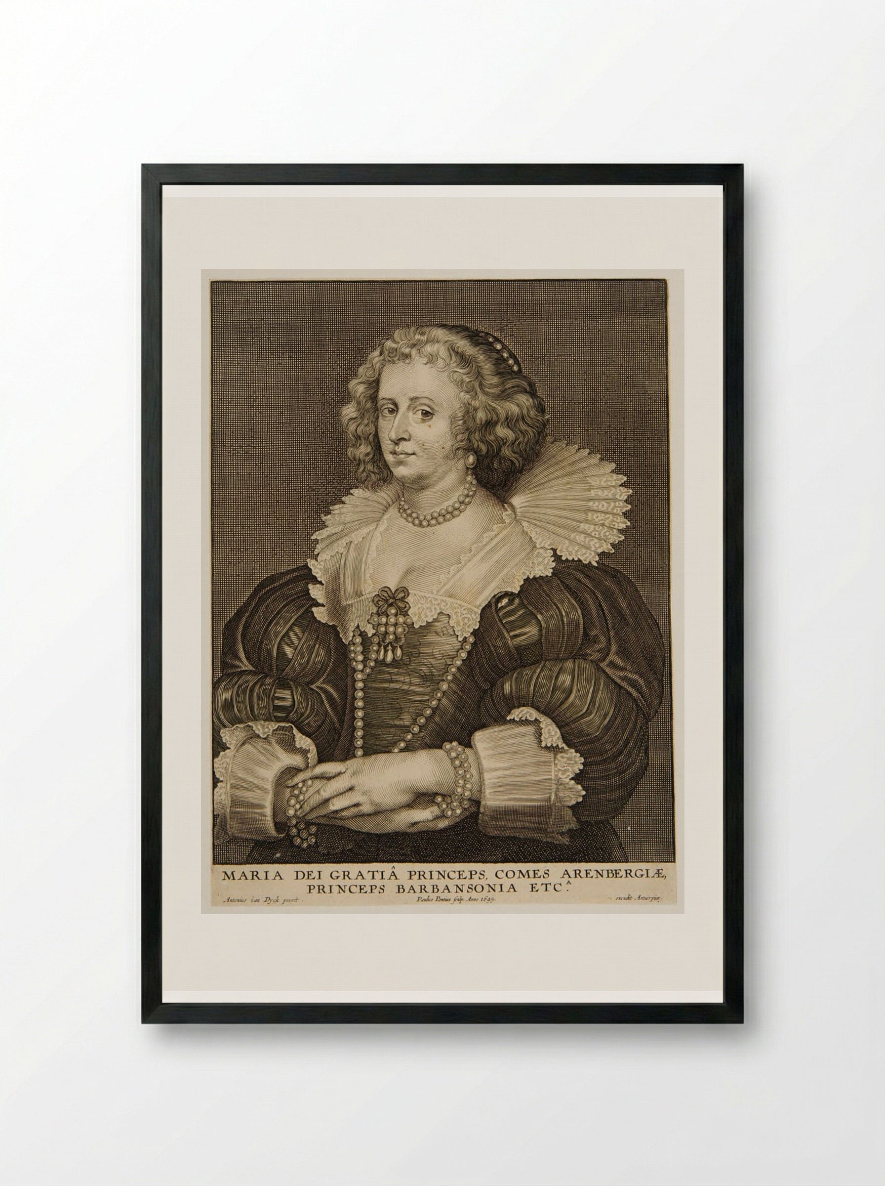 Marie de Barbançon, Wife of Albert, Duc d'Arenberg - Paulus Pontius - Framed Print Black