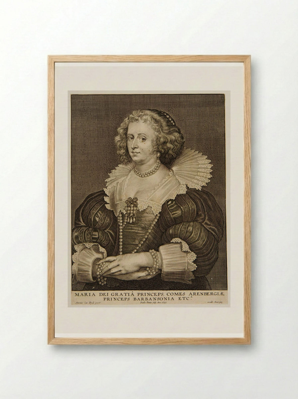 Marie de Barbançon, Wife of Albert, Duc d'Arenberg - Paulus Pontius - Framed Print Wood