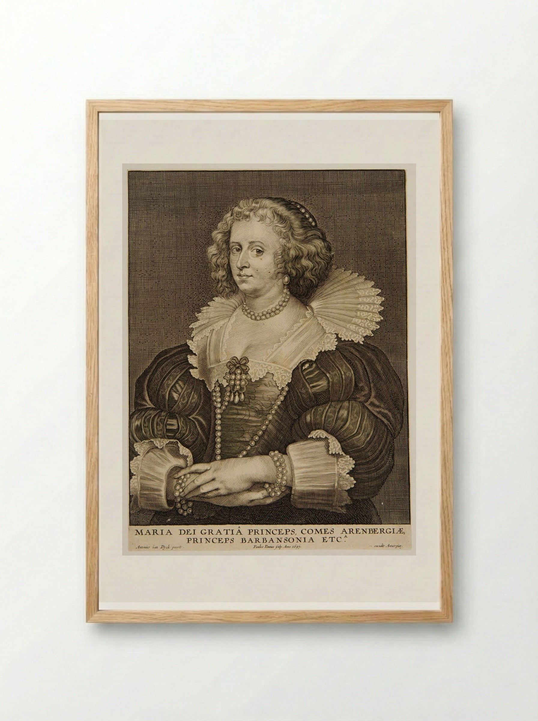 Marie de Barbançon, Wife of Albert, Duc d'Arenberg - Paulus Pontius - Framed Print Wood