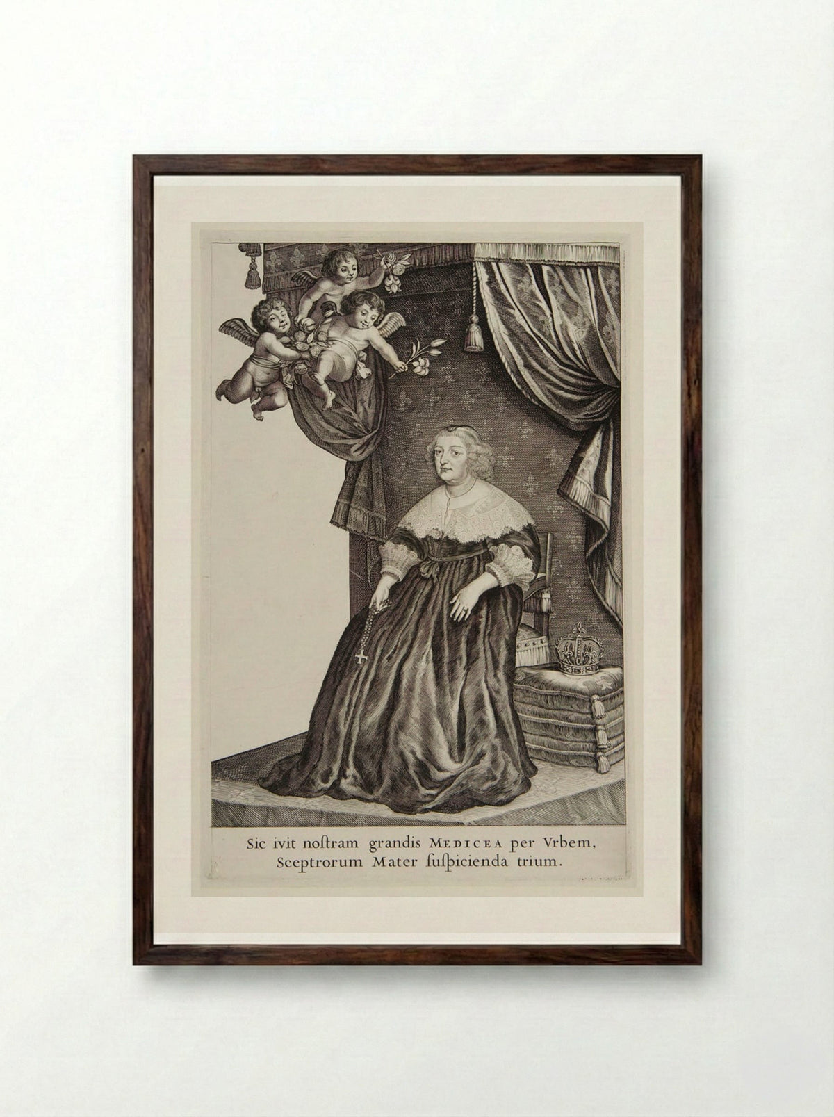 Marie de' Medici - Salomon Savery - Framed Print Dark Wood