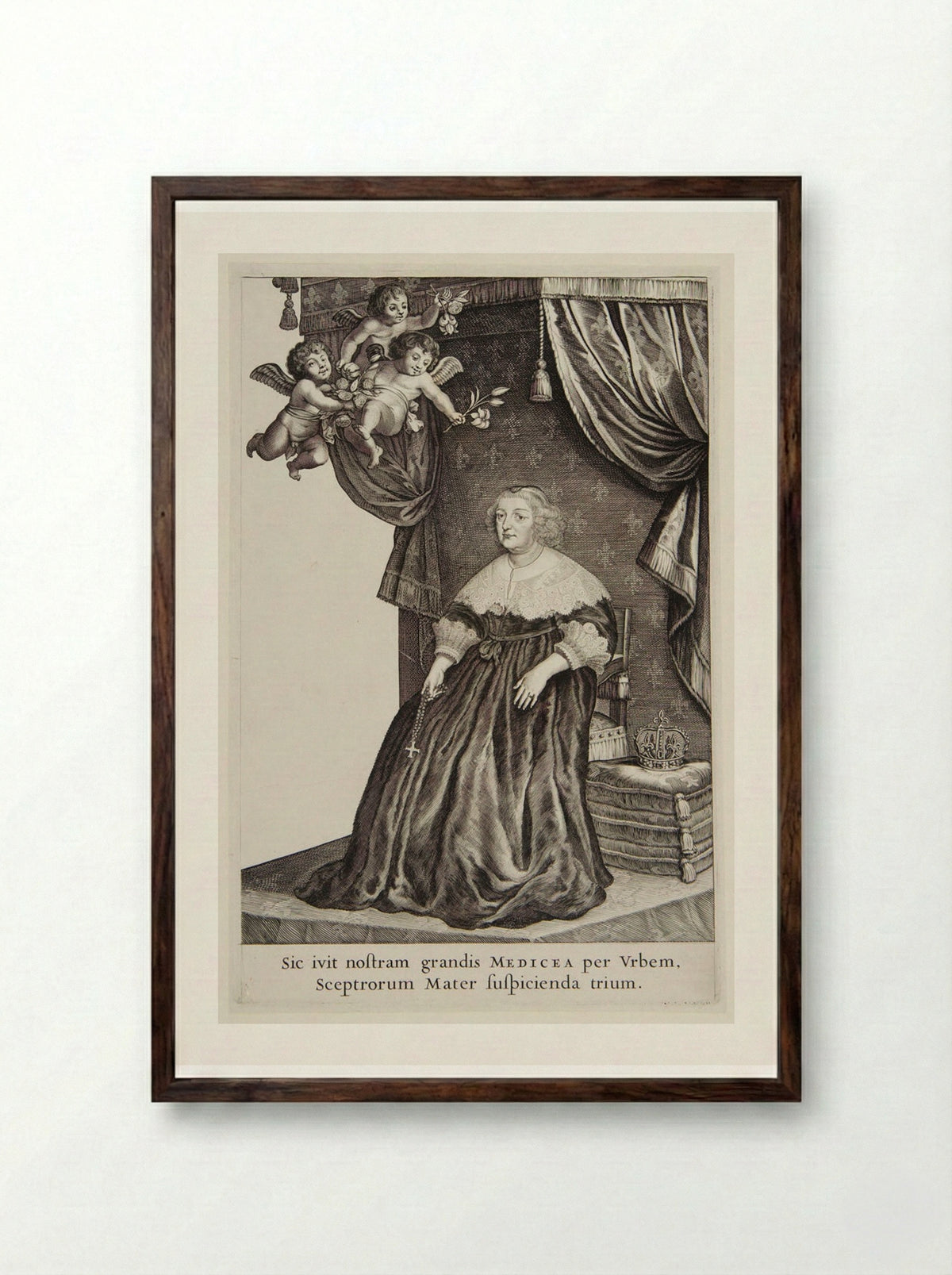 Marie de' Medici - Salomon Savery - Framed Print Dark Wood