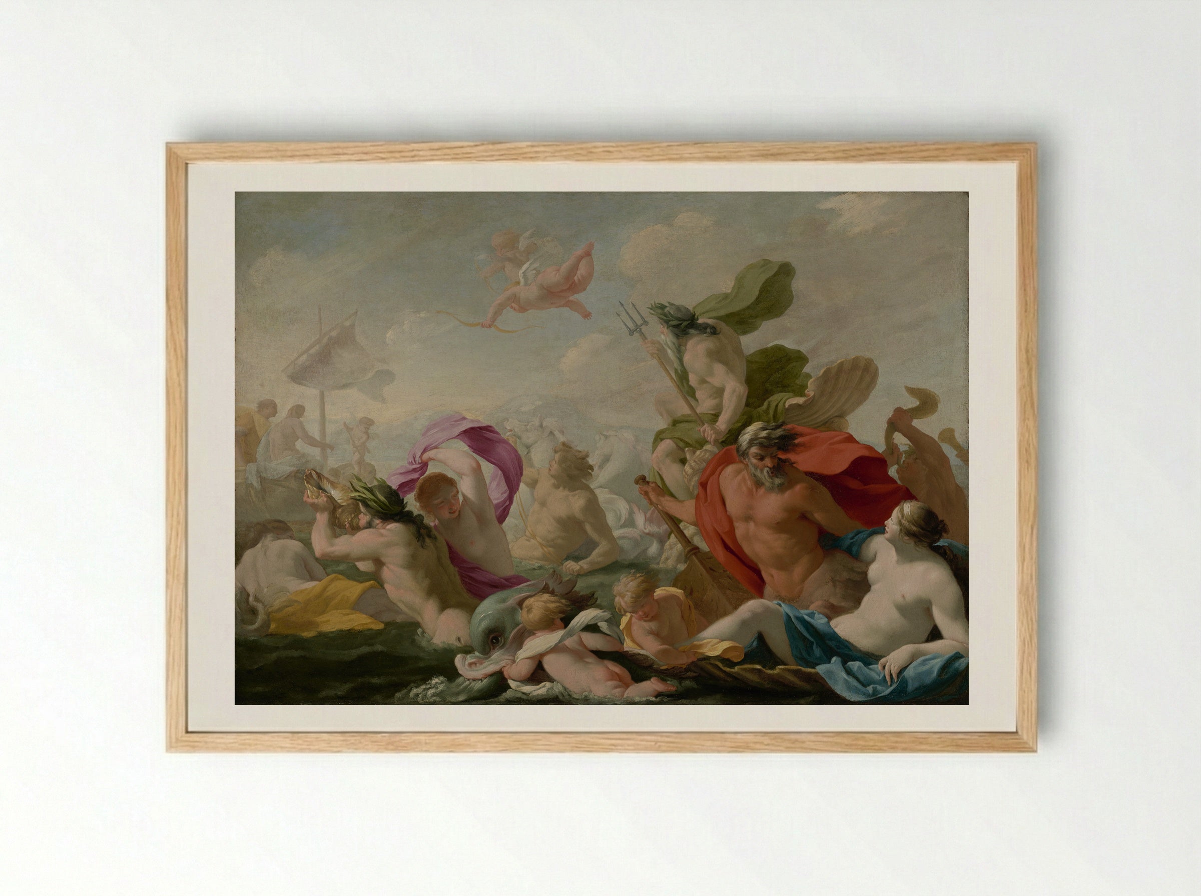 Marine Gods Paying Homage to Love - Eustache Le Sueur - Framed Print Wood