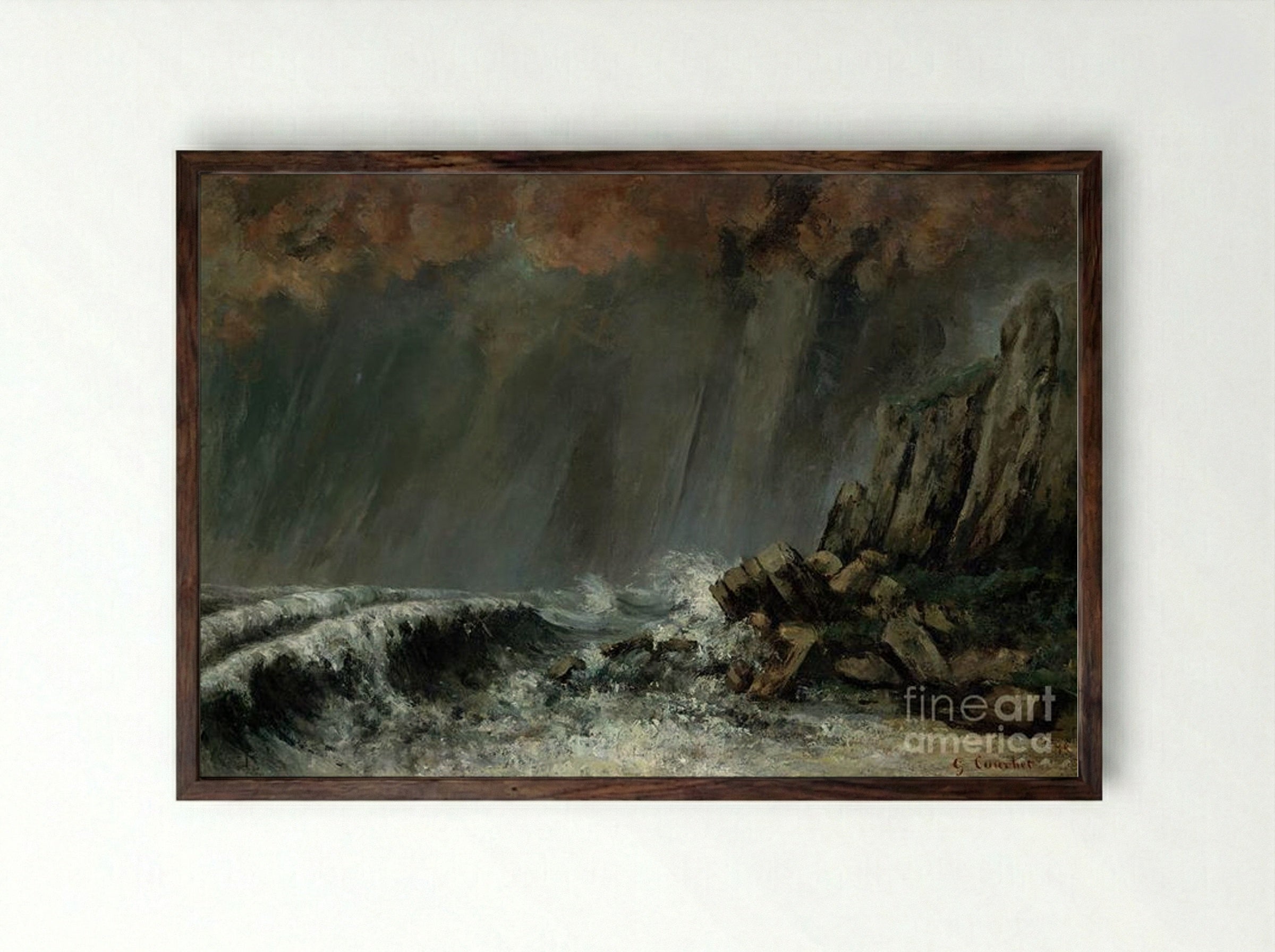 Marine: The Waterspout - Gustave Courbet - Framed Print Dark Wood