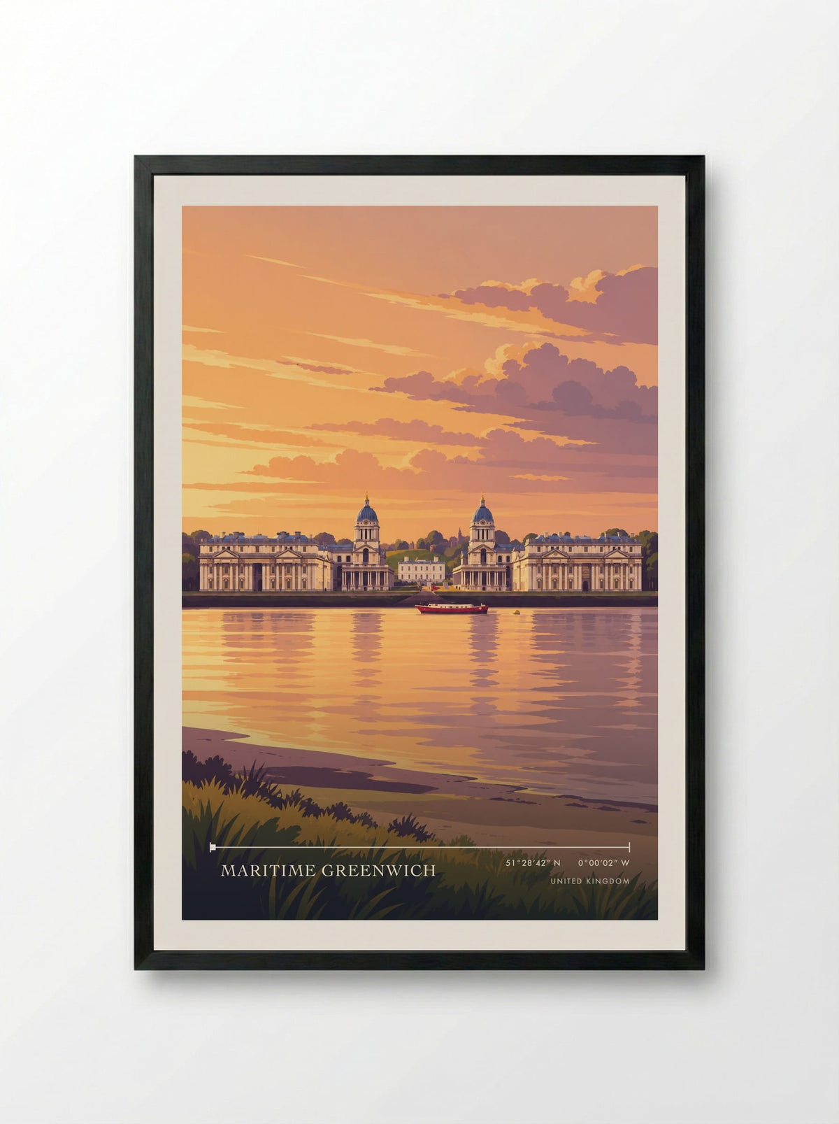 Maritime Greenwich | Travel Poster - Framed Print Black