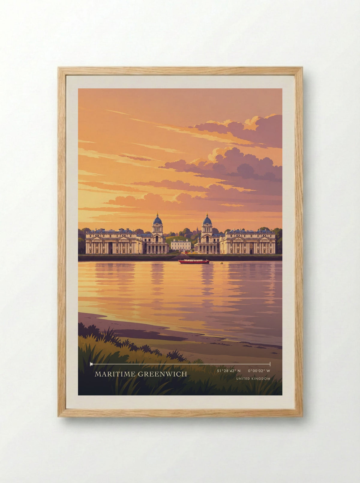 Maritime Greenwich | Travel Poster - Framed Print Wood