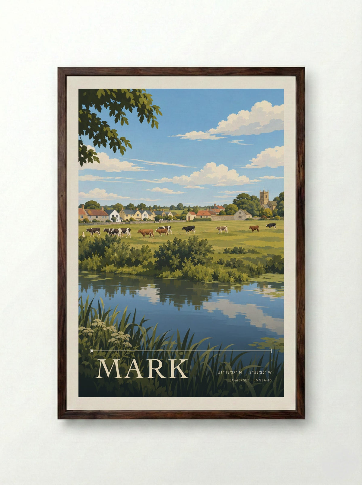 Mark, Somerset | Travel Poster - Framed Print Dark Wood