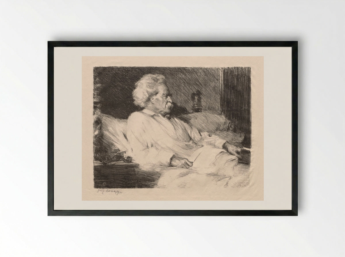 Mark Twain - Samuel Johnson Woolf - Framed Print Black