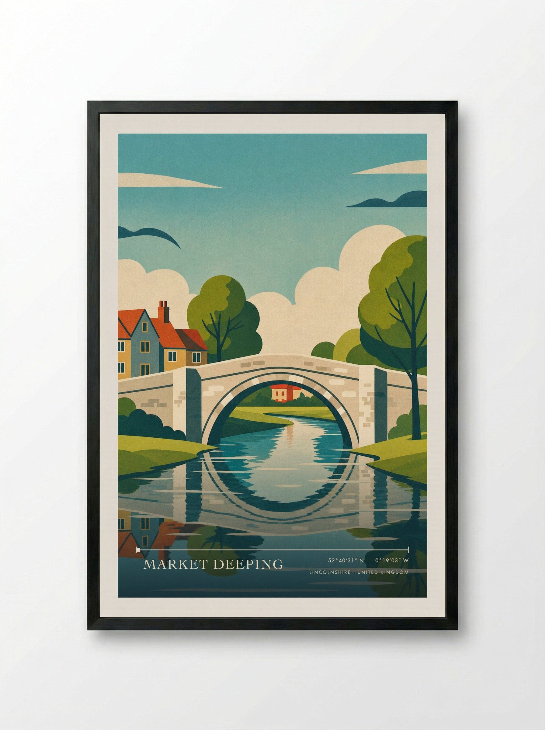 Market Deeping Lincolnshire United Kingdom Travel Poster - Framed Print Black