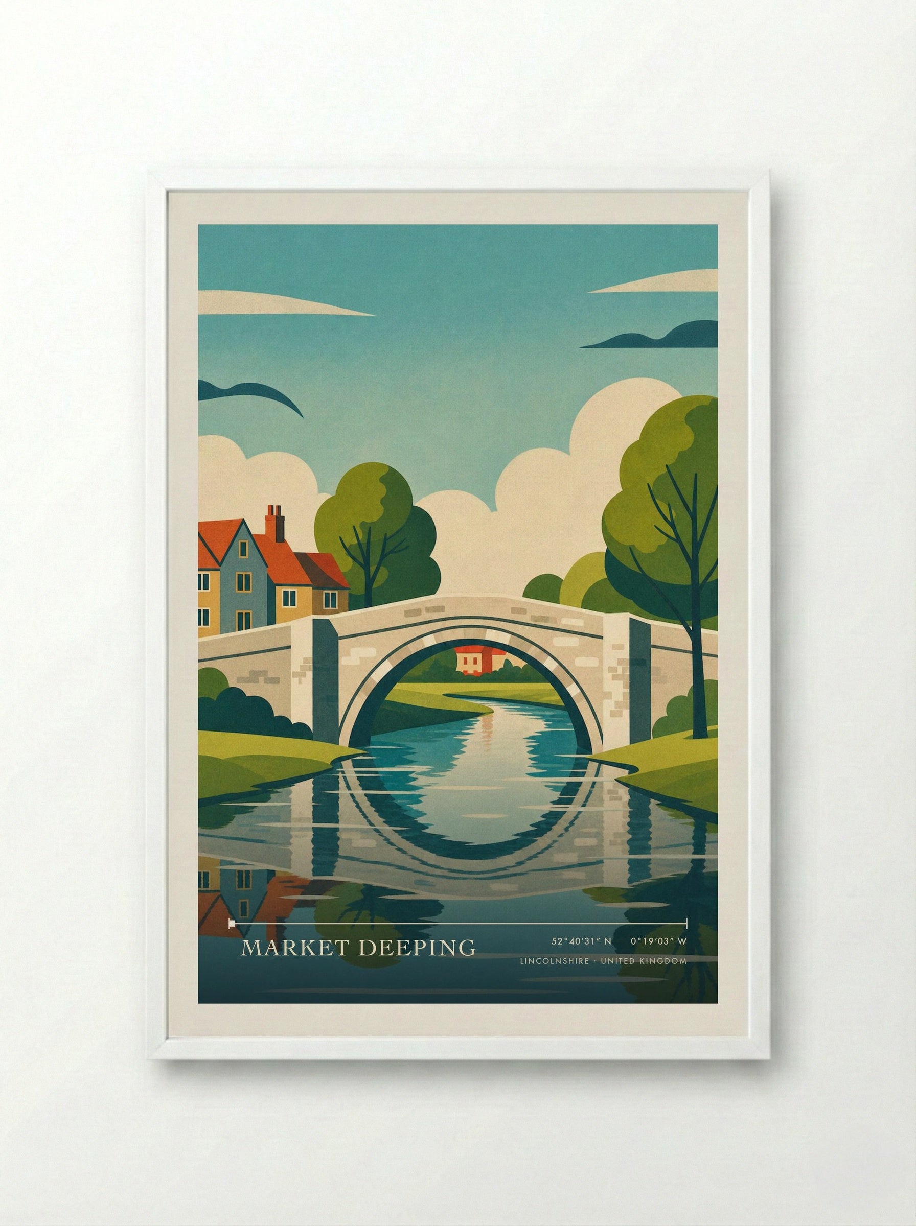 Market Deeping Lincolnshire United Kingdom Travel Poster - Framed Print White