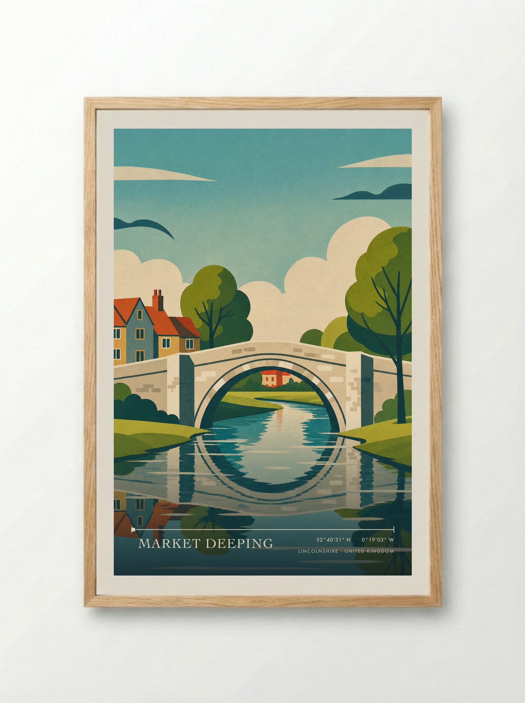 Market Deeping Lincolnshire United Kingdom Travel Poster - Framed Print Wood