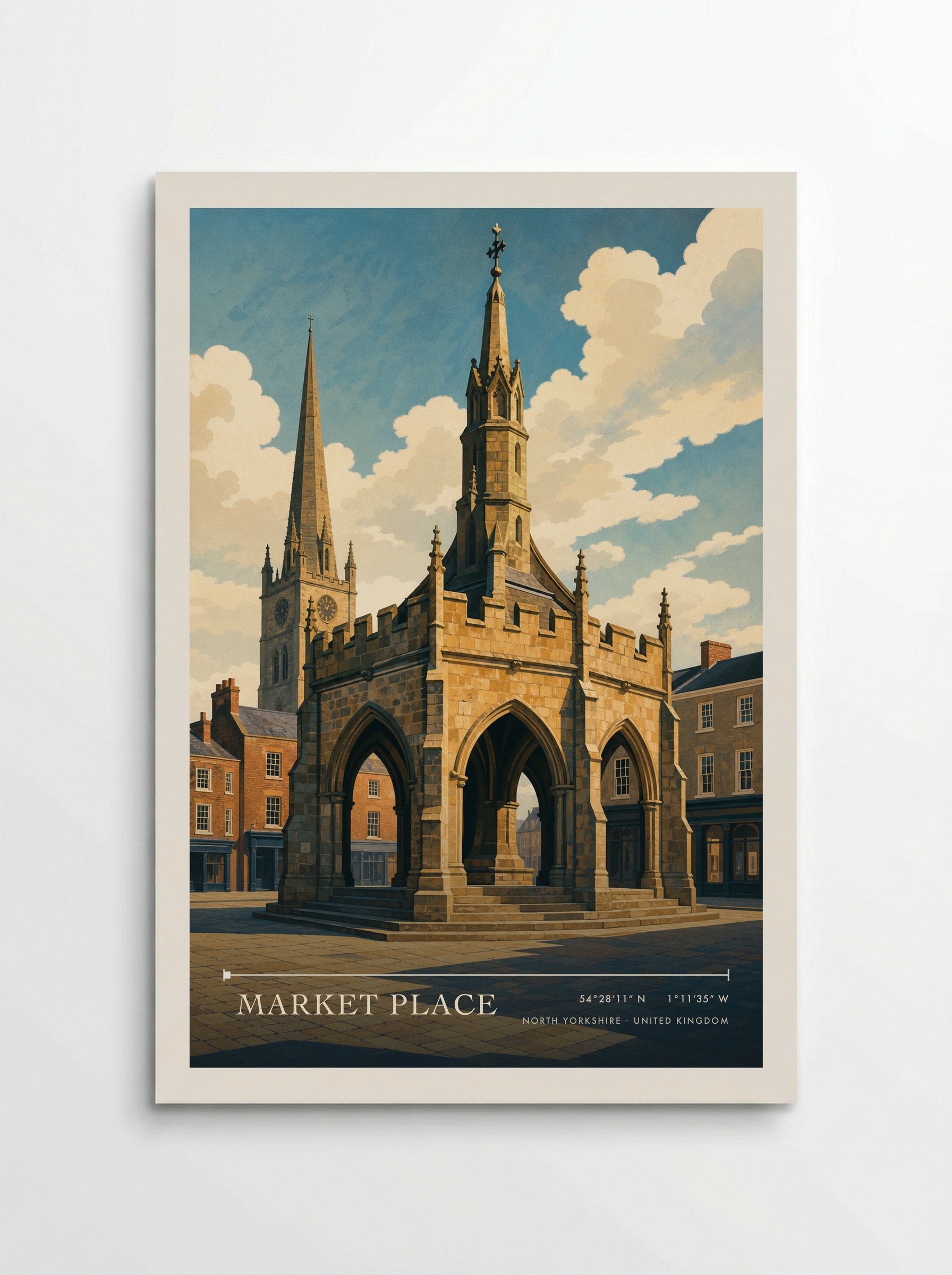 Market Place North Yorkshire United Kingdom Travel Poster - Poster