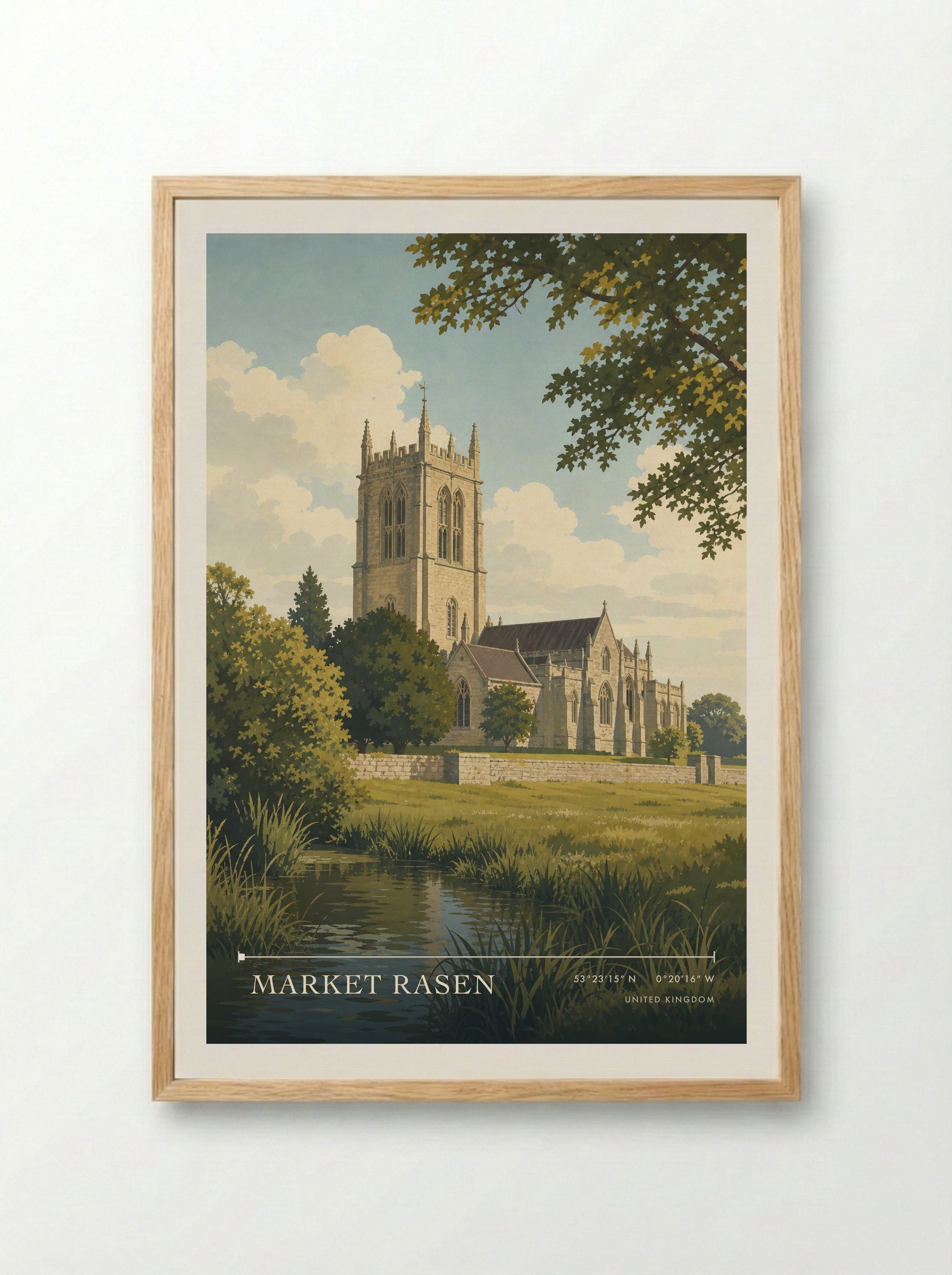 Market Rasen United Kingdom Travel Poster - Framed Print Wood