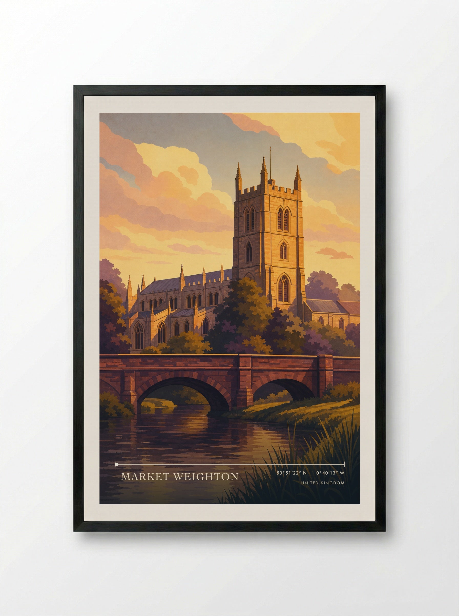 Market Weighton United Kingdom Travel Poster - Framed Print Black